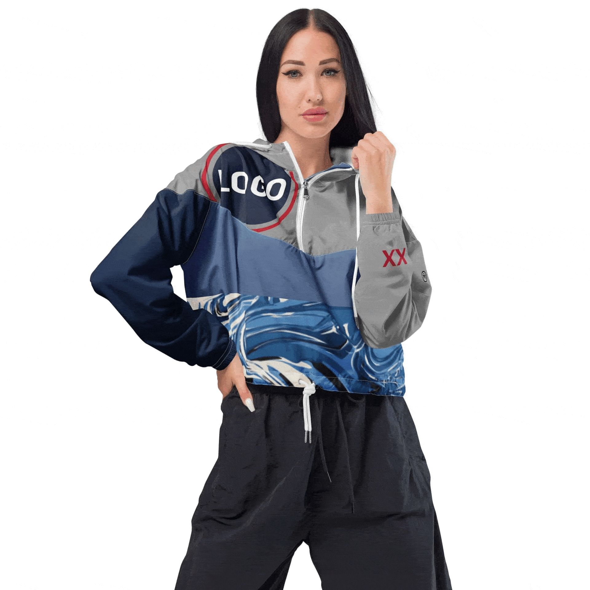 TOV Kurze Windjacke Damen - Komplett bedrucken und individualisieren - Model - Time Of Vibes