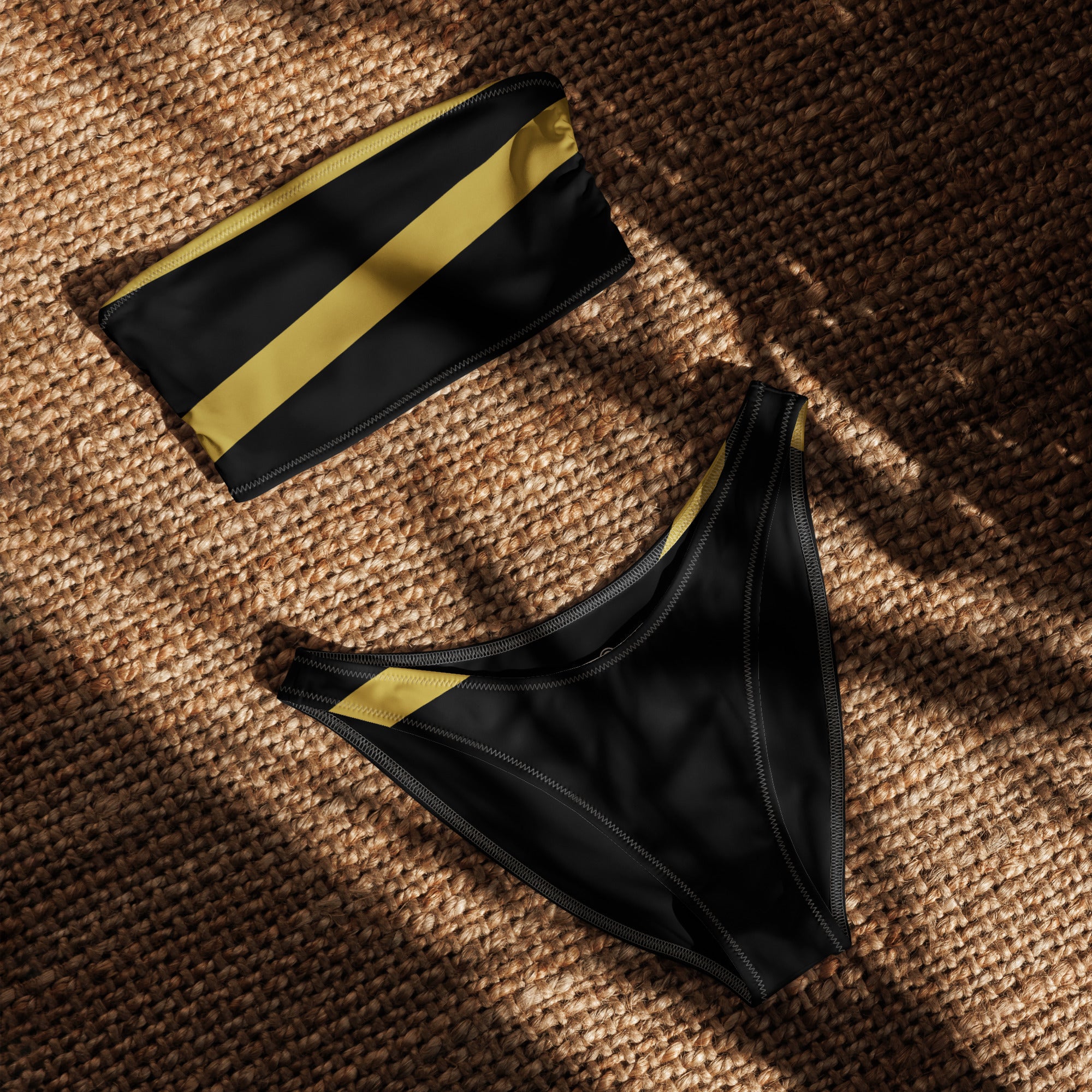 VIBES Bandeau-Bikini STRIPE (Schwarz-Gold) - Time Of Vibes
