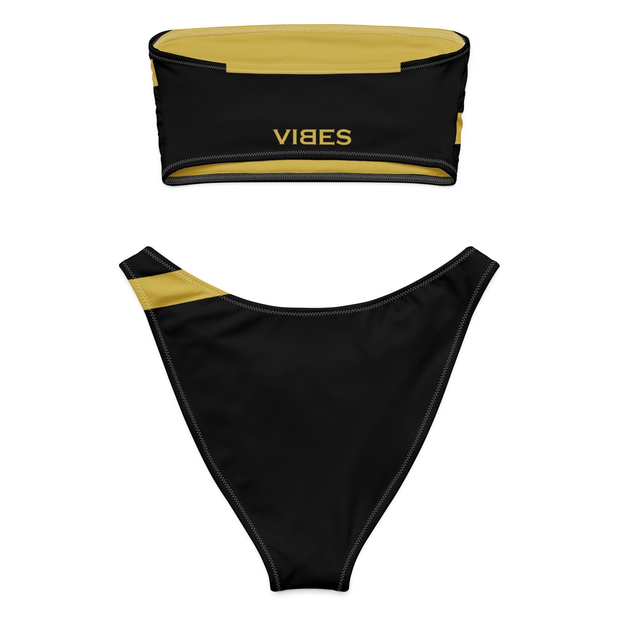 VIBES Bandeau-Bikini STRIPE (Schwarz-Gold) - Time Of Vibes