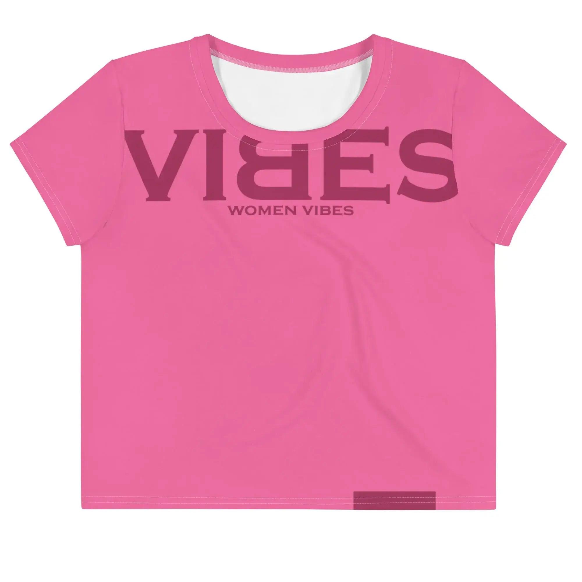 Pink Crop-Top Shirt mit großem VIBES Schriftzug für Frauen, Frauenmode.