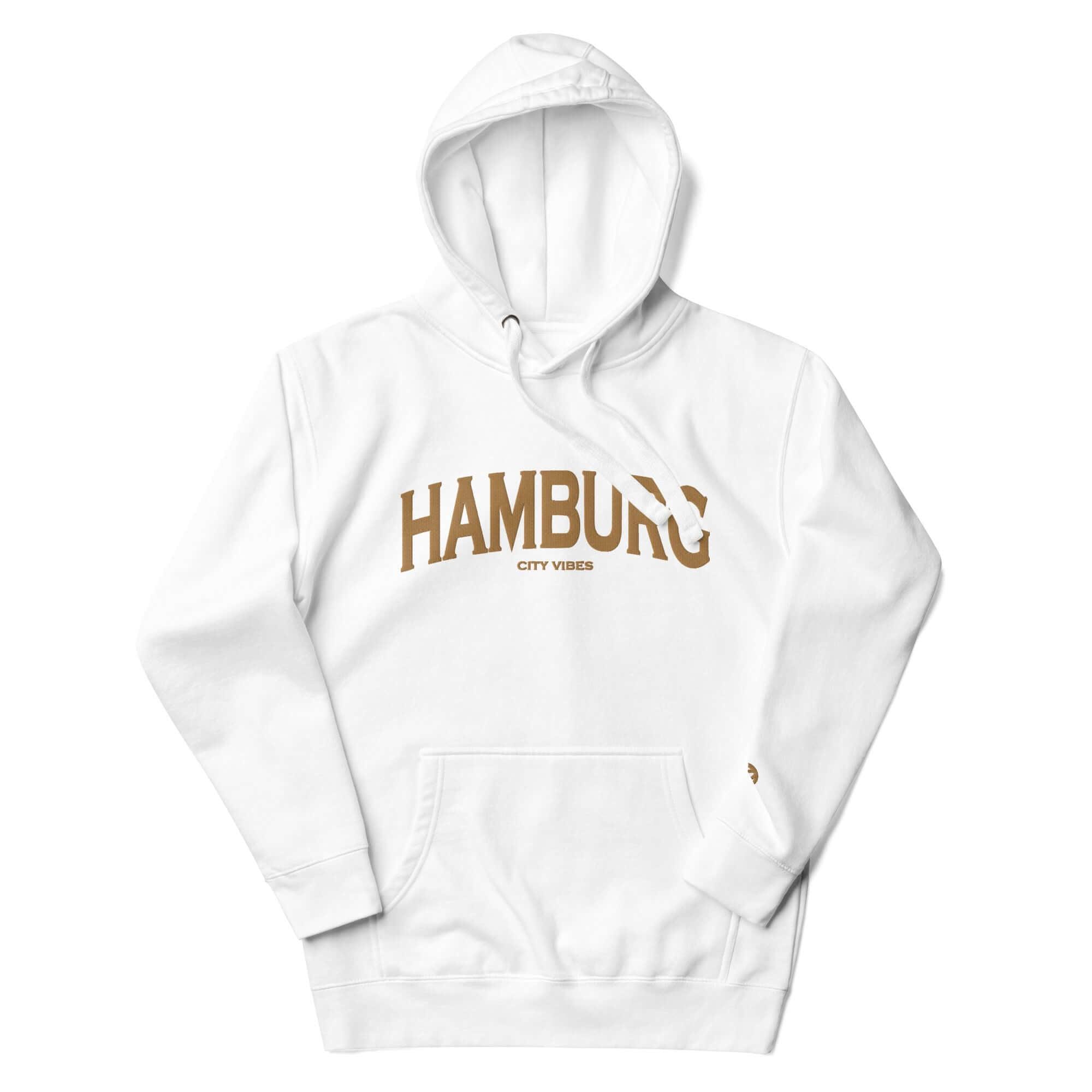 VIBES Hoodie Unisex | HAMBURG bestickt (Weiß/Gold) - Time Of Vibes