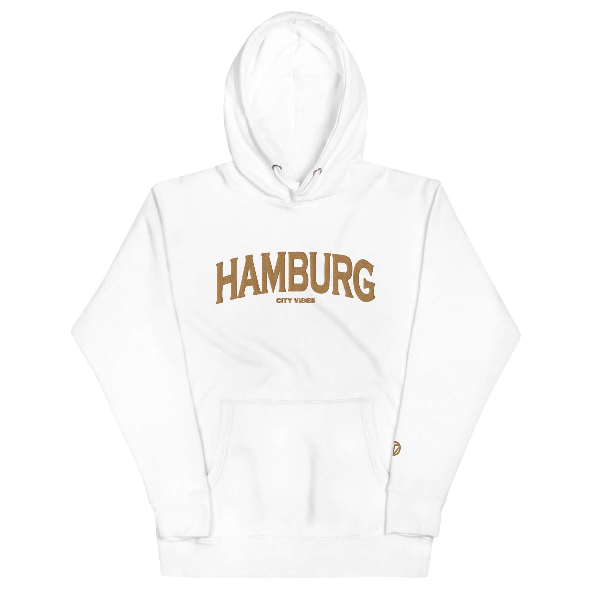 VIBES Hoodie Unisex | HAMBURG bestickt (Weiß/Gold) - Time Of Vibes