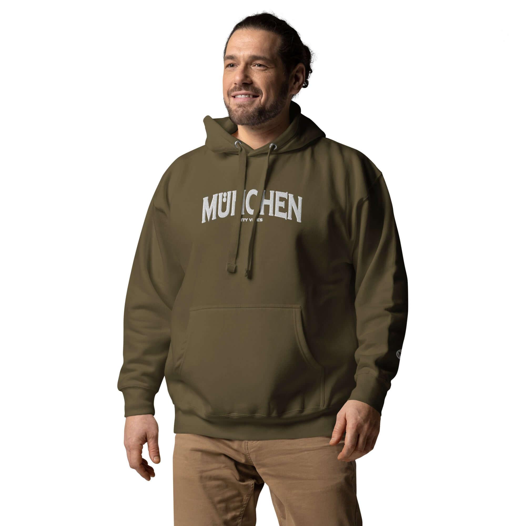 VIBES Hoodie Unisex | MÜNCHEN bestickt (Grün/Weiß) - Time Of Vibes