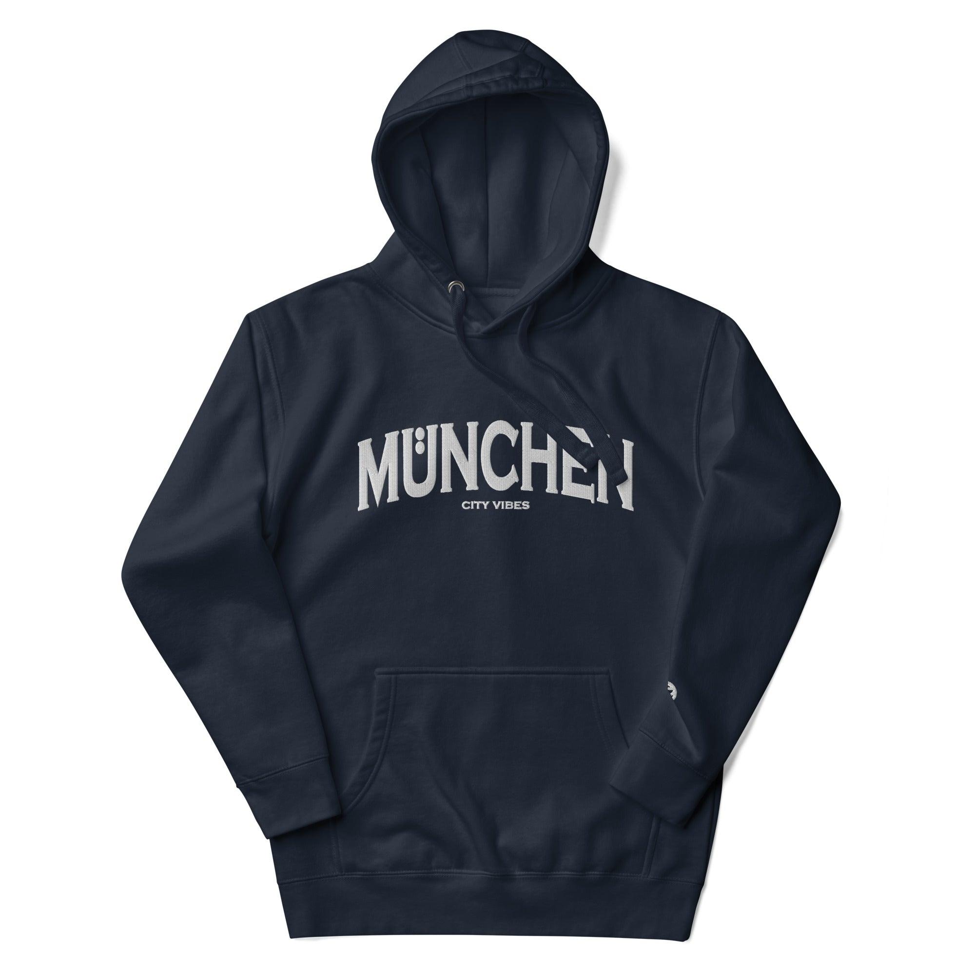 VIBES Hoodie Unisex | MÜNCHEN bestickt (Navy/Weiß) - Time Of Vibes