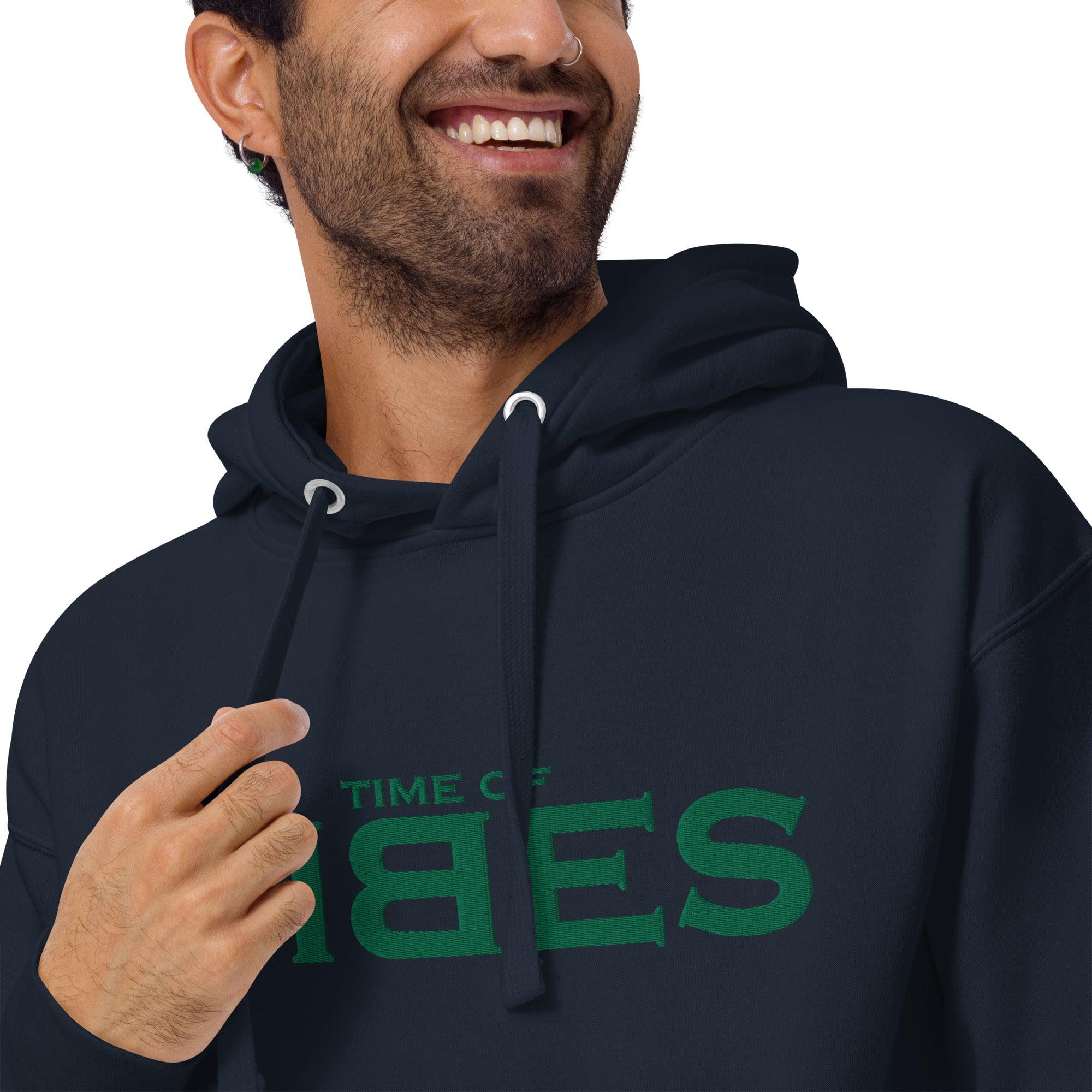 VIBES Hoodie bestickt Unisex (Navy/Grün) - Time Of Vibes