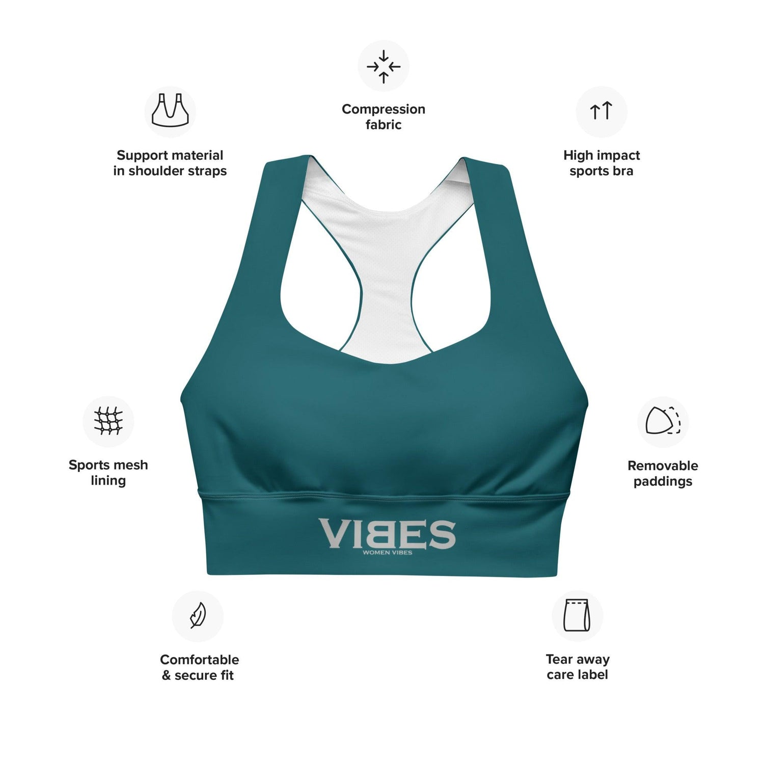 VIBES Langer Sport BH (Blaugrün) - Time Of Vibes