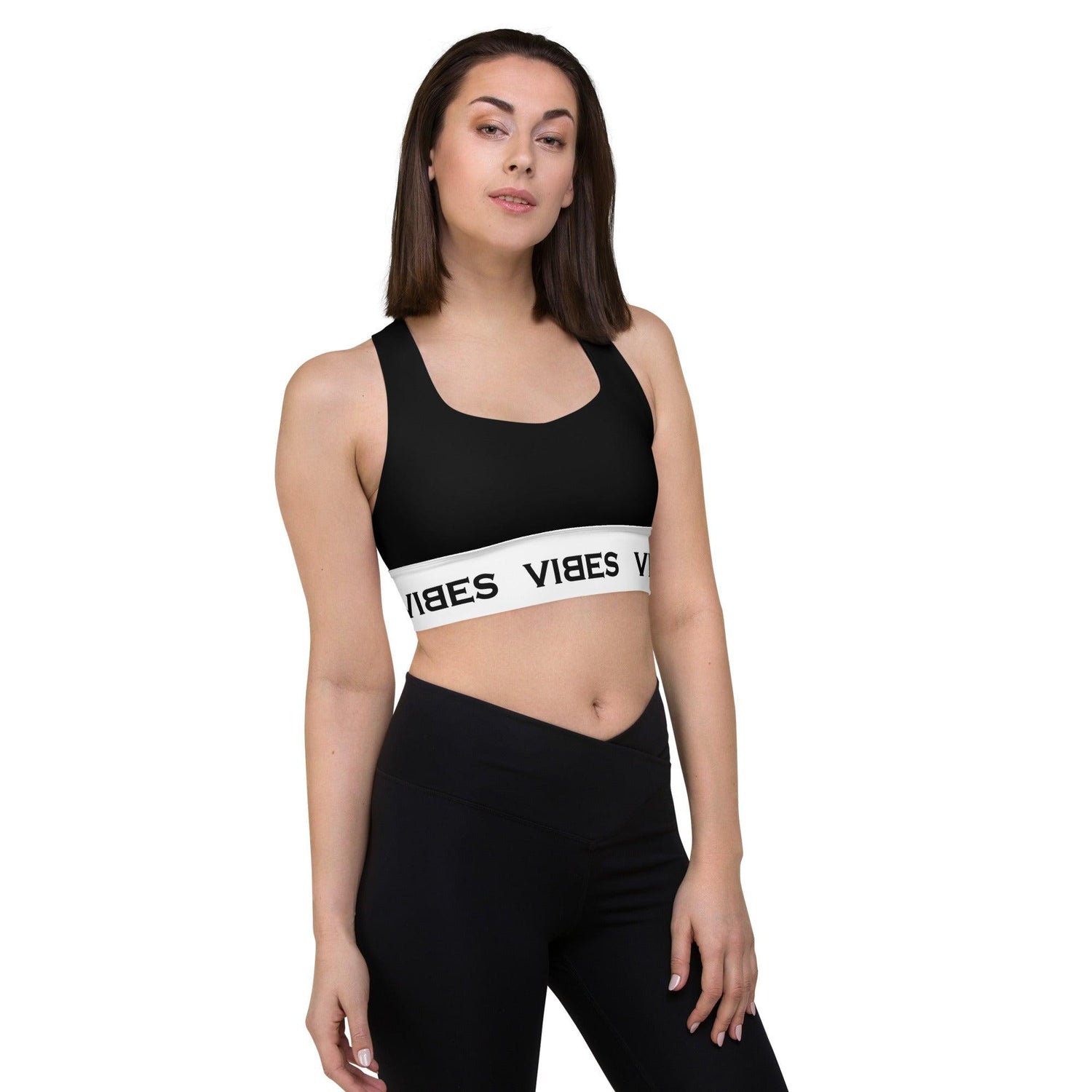 VIBES Langer Sport BH (Schwarz/Weiß) - Time Of Vibes