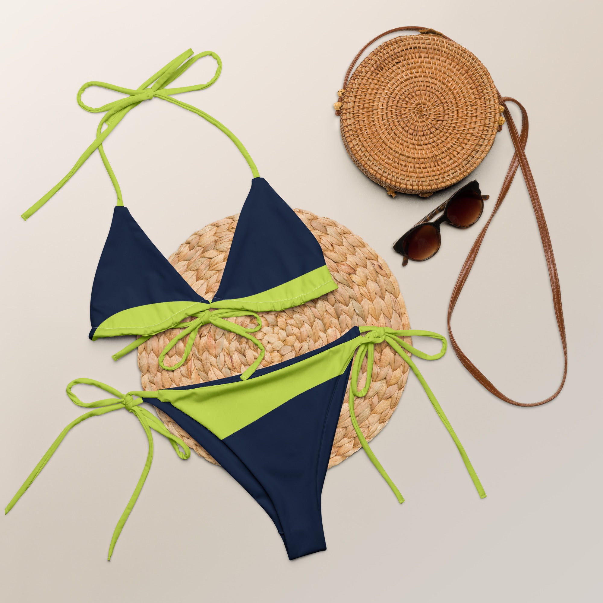 VIBES Schnür-Bikini WAVES (Dunkelblau-Grün) - Time Of Vibes