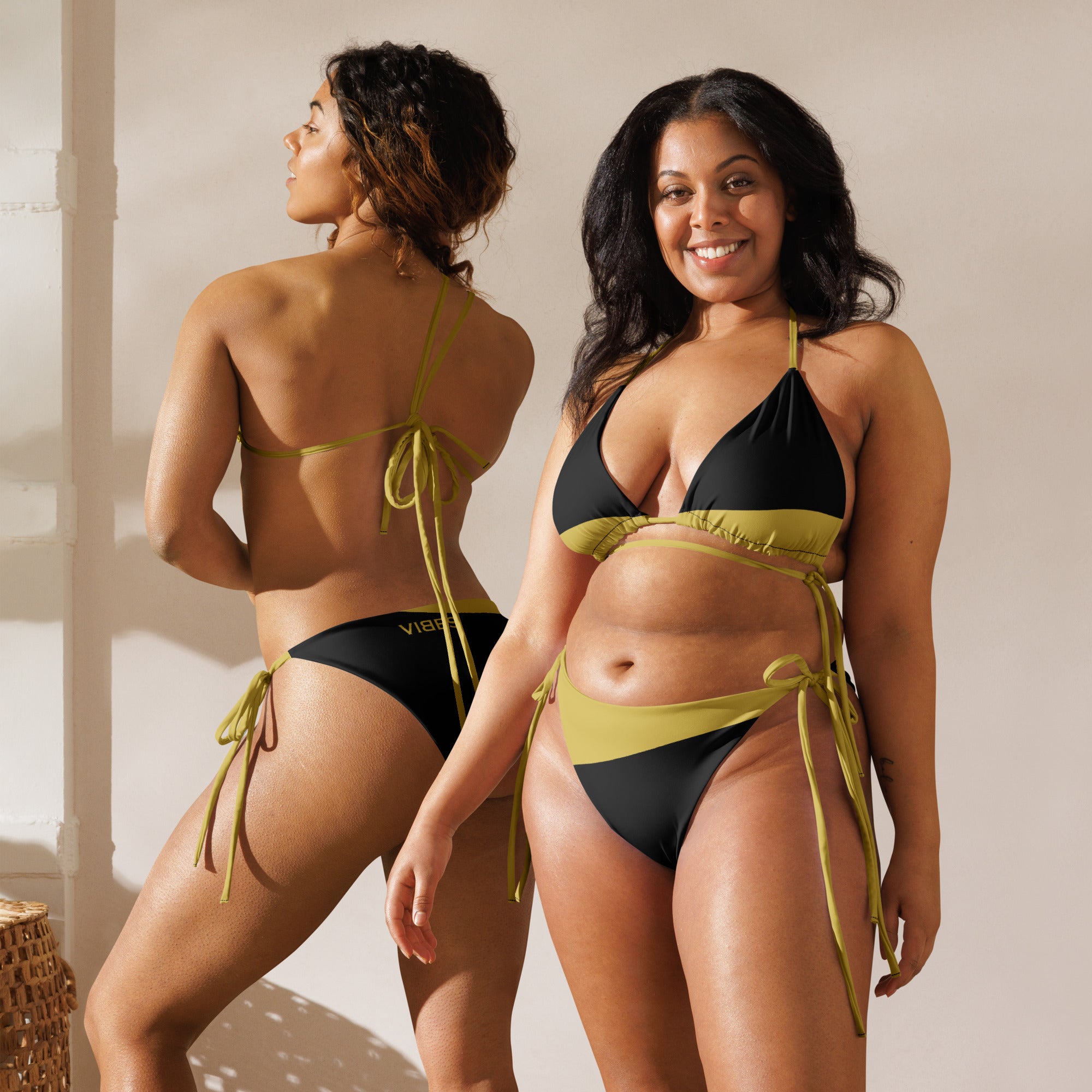 VIBES Schnür-Bikini WAVES (Schwarz-Gold) - Time Of Vibes