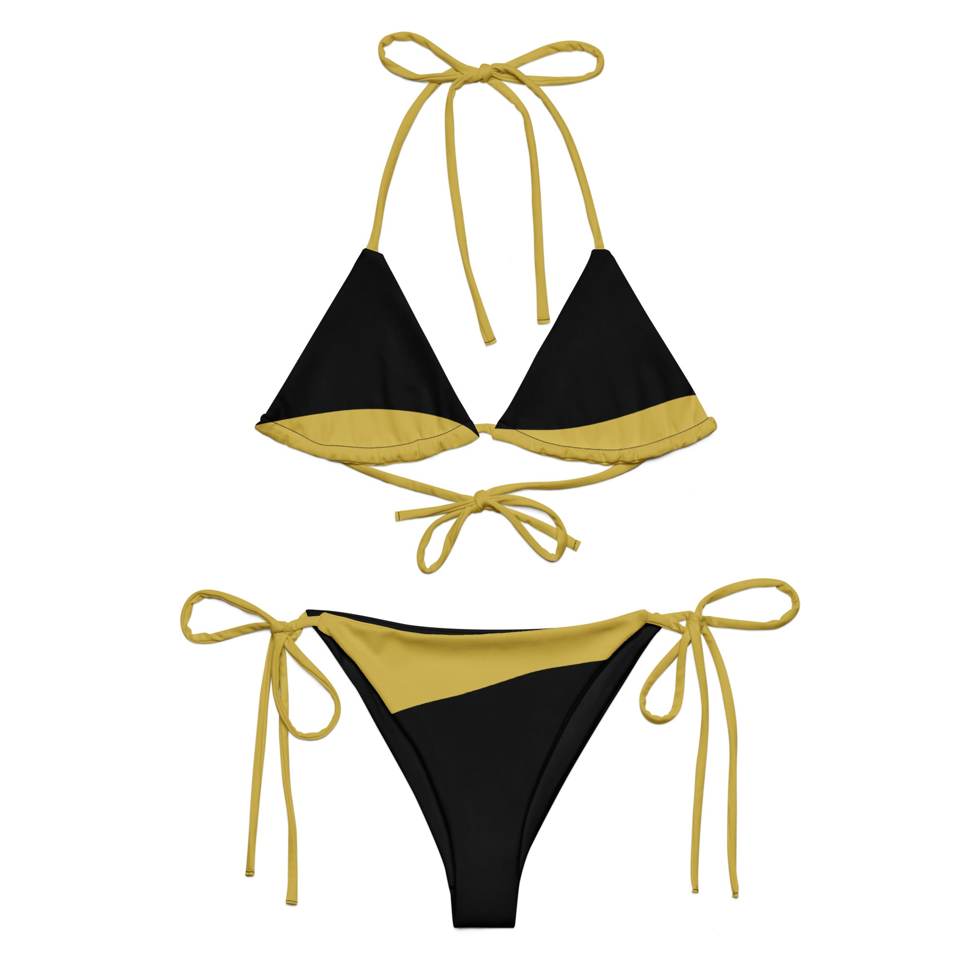 VIBES Schnür-Bikini WAVE (Schwarz-Gold) - Time Of Vibes