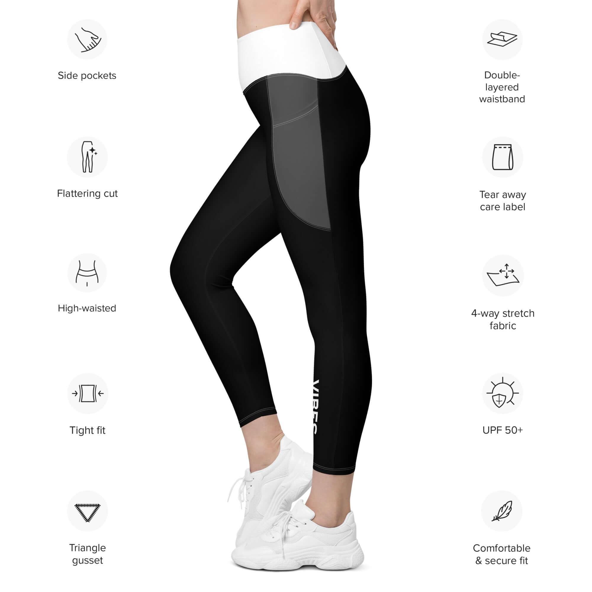 VIBES Leggings mit Taschen (Schwarz/Weiß) - Time Of Vibes