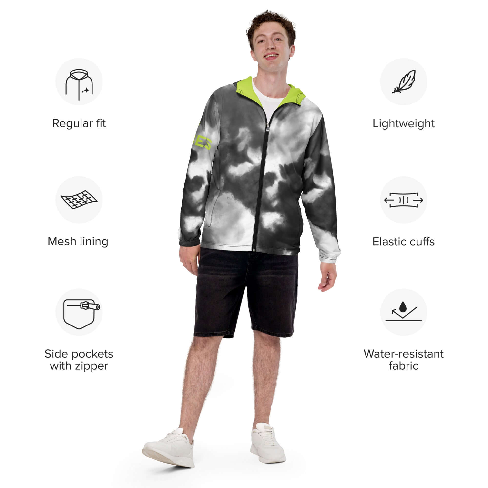 TIME OF VIBES TOV Herren Windjacke WATER (Grau/Grün) - €99,00