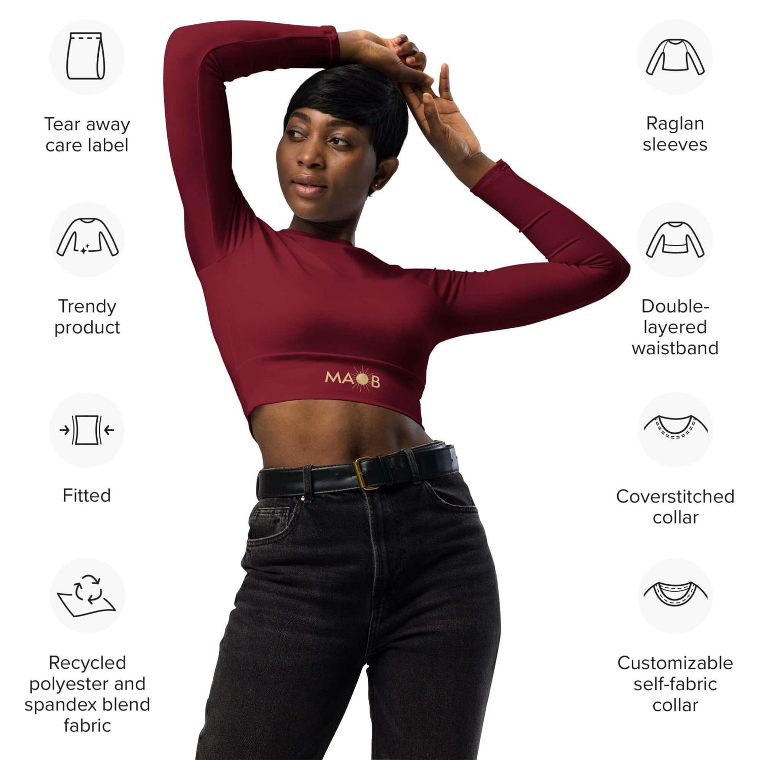 MAOB Langarm Crop Top | FEUER - Time Of Vibes