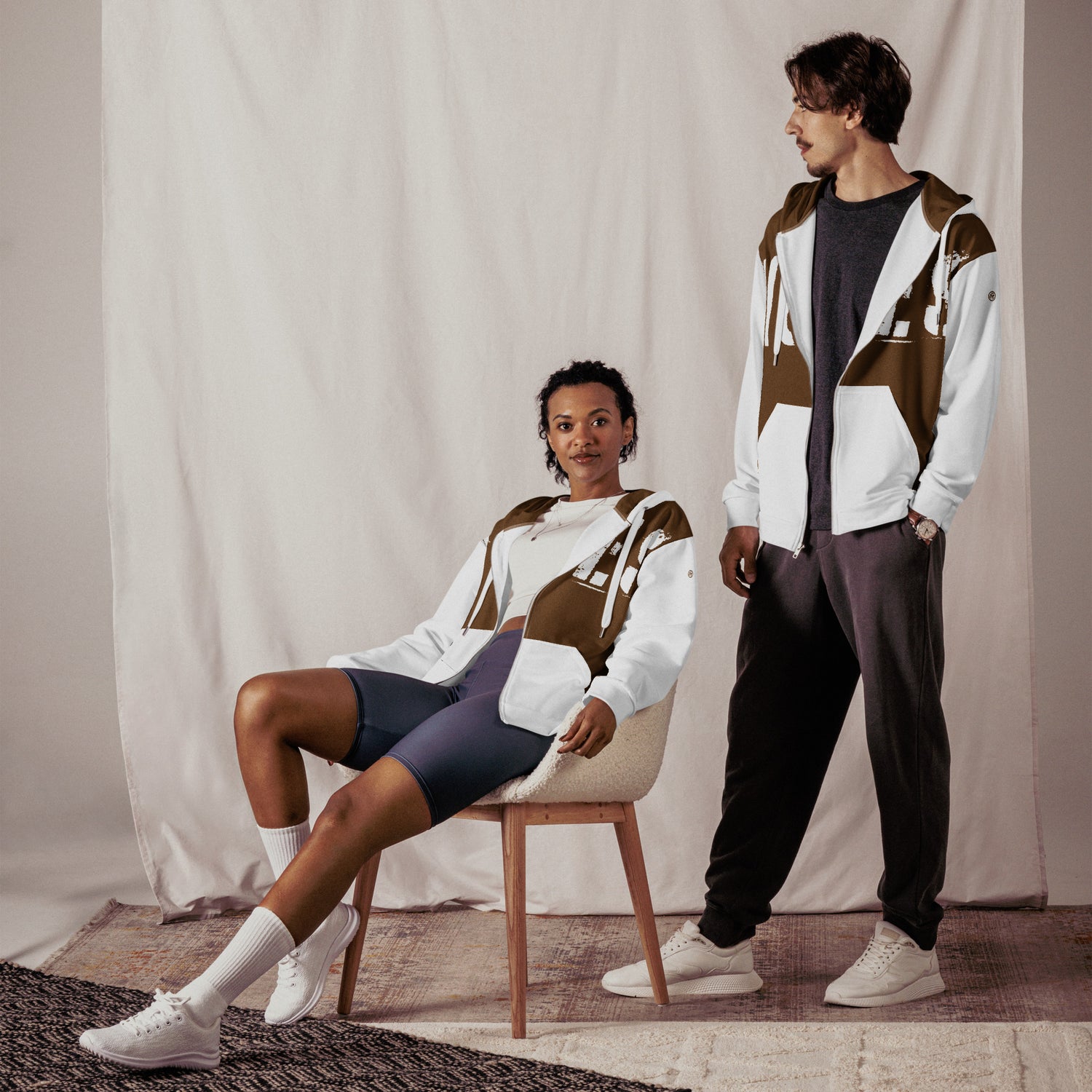 TOV Zip-Hoodie | VIBES II (Braun/Weiß) * Unisex - Time Of Vibes