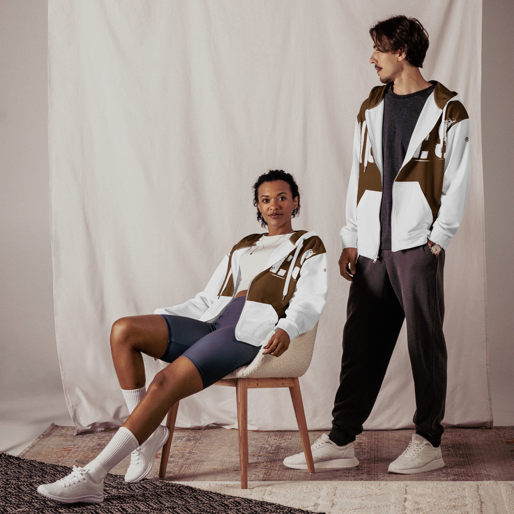 TOV Zip-Hoodie | VIBES II (Braun/Weiß) * Unisex - Time Of Vibes