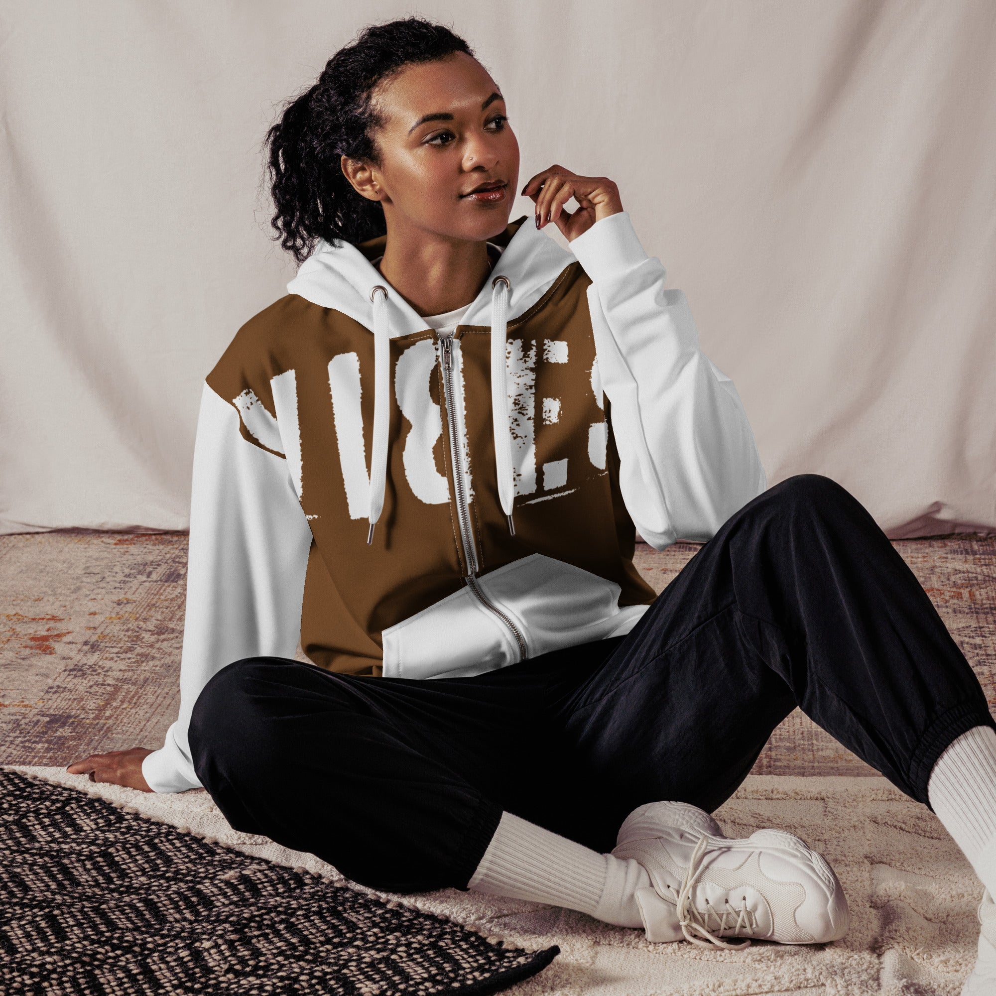 TOV Zip-Hoodie | VIBES II (Braun/Weiß) * Unisex - Time Of Vibes