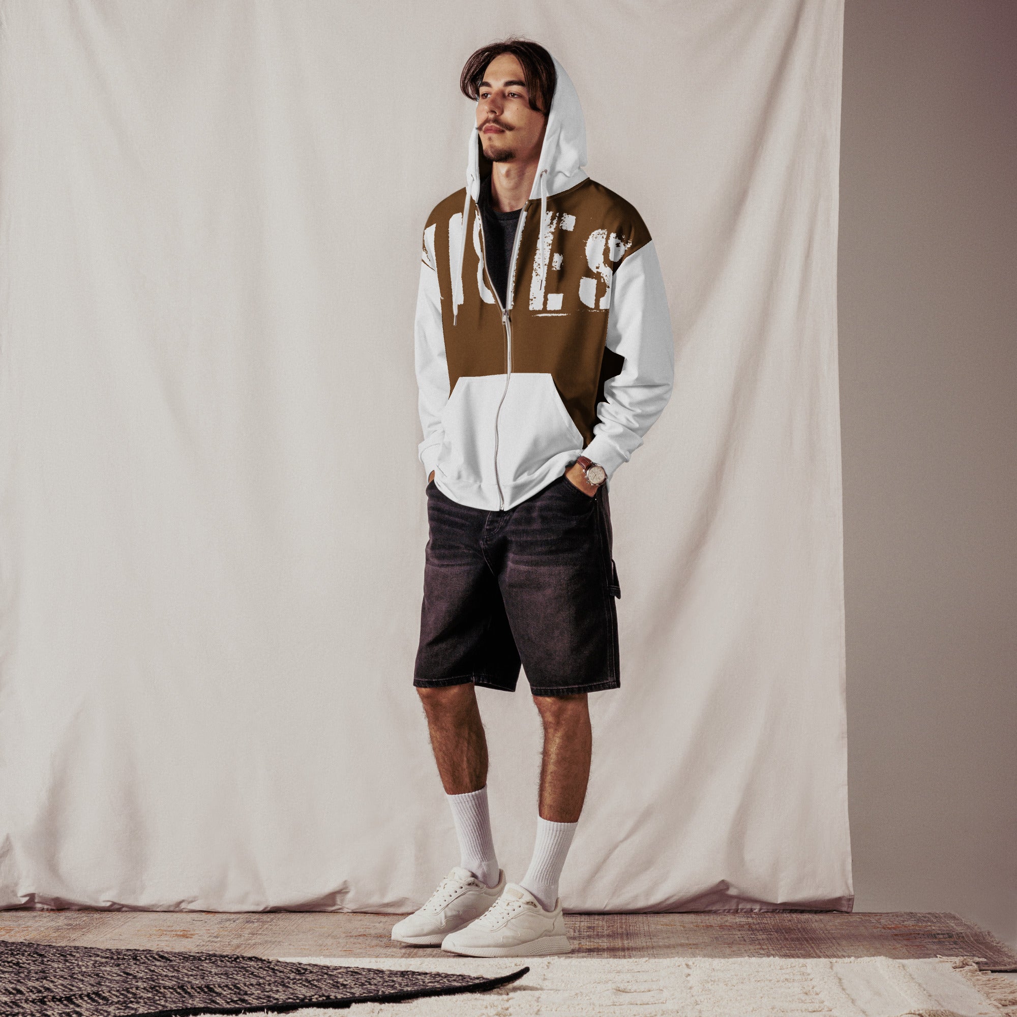 TOV Zip-Hoodie | VIBES II (Braun/Weiß) * Unisex - Time Of Vibes