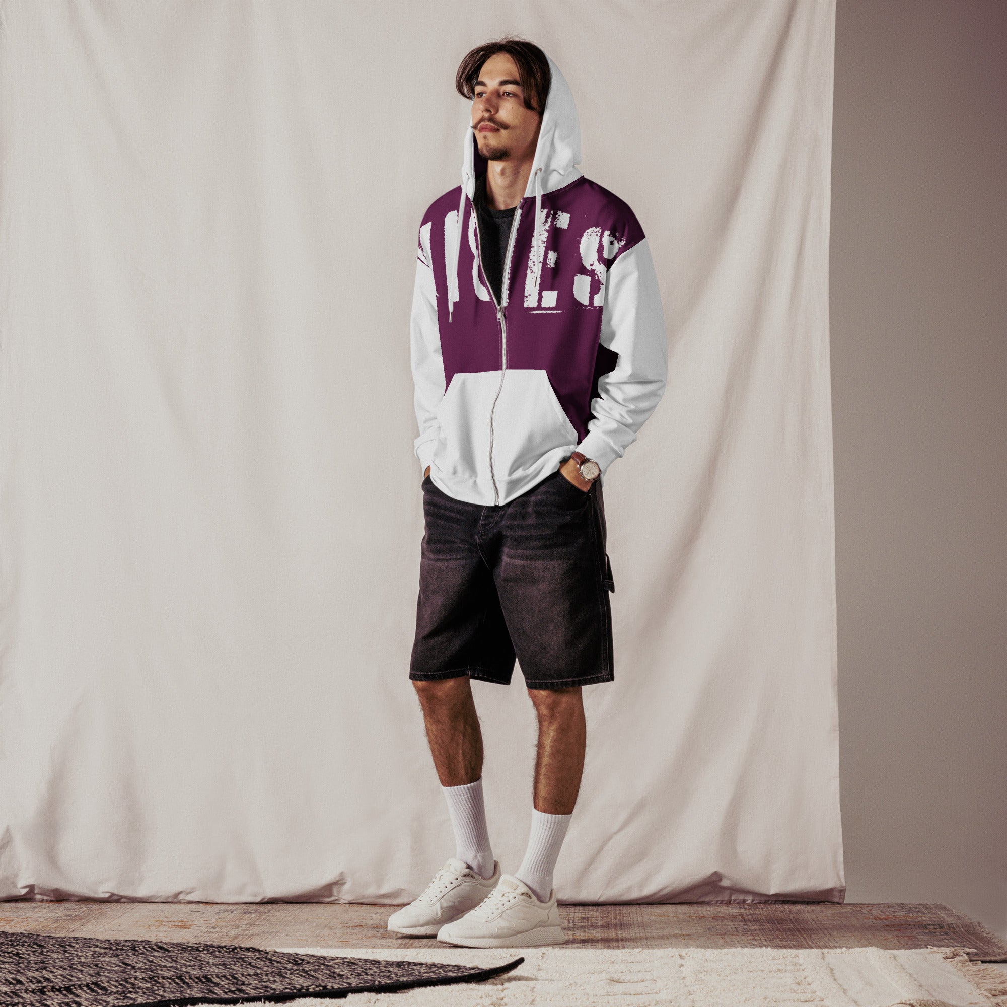 TOV Zip-Hoodie | VIBES II (Lila/Weiß) * Unisex - Time Of Vibes