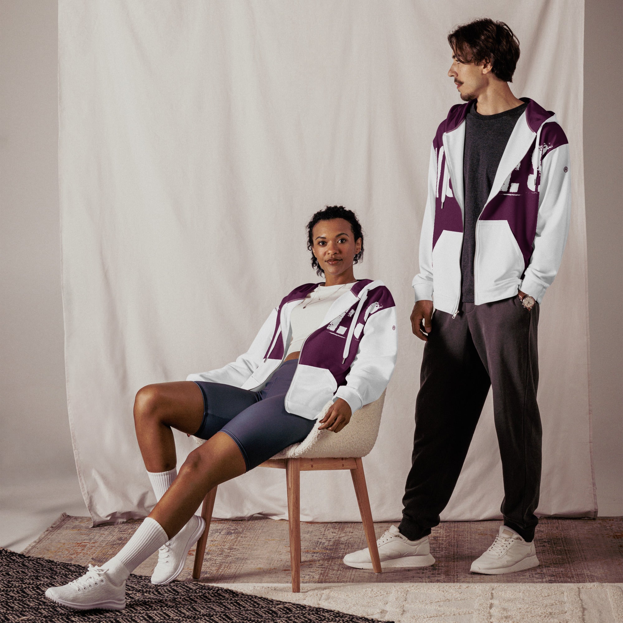 TOV Zip-Hoodie | VIBES II (Lila/Weiß) * Unisex - Time Of Vibes