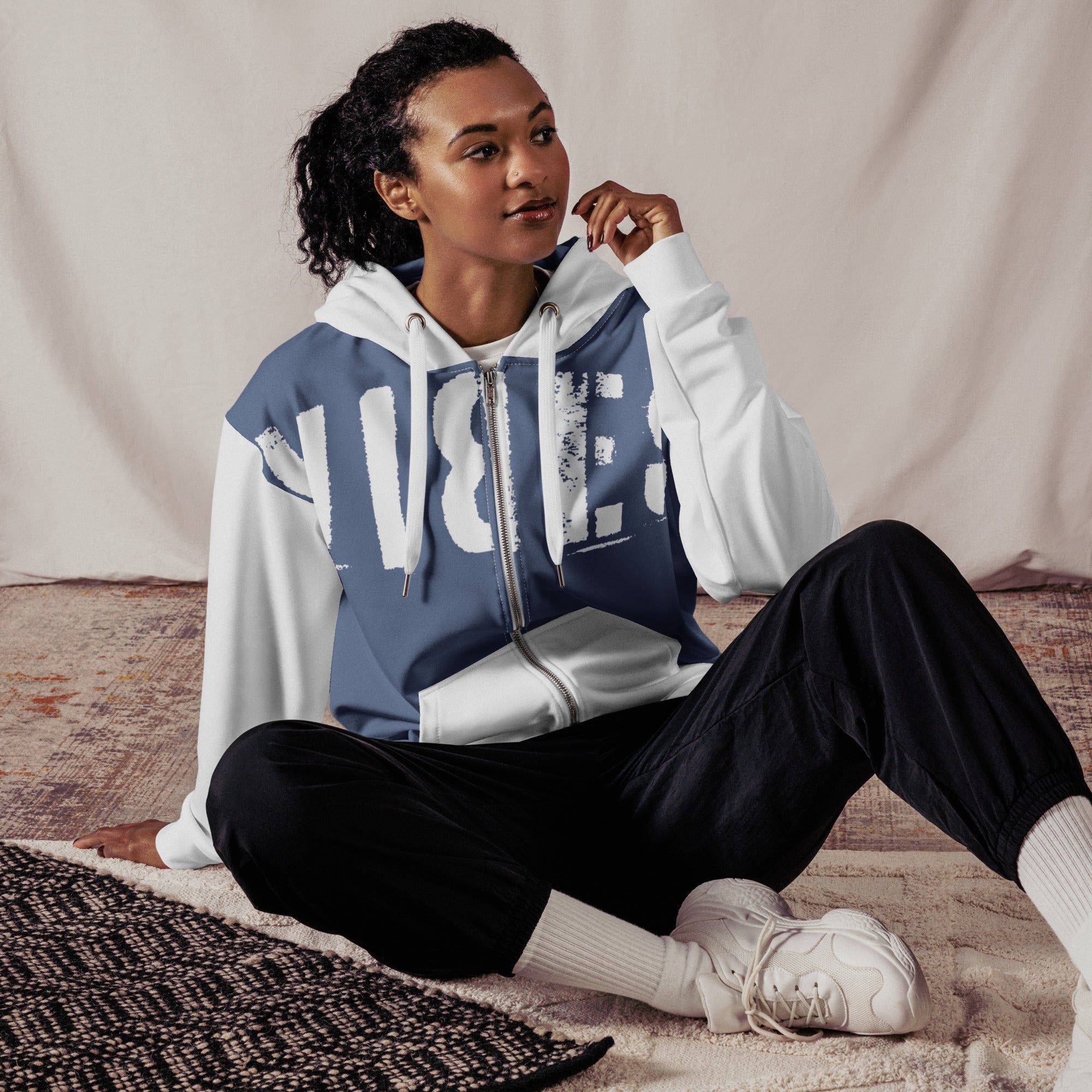 TOV Zip-Hoodie | VIBES II (Mittelblau/Weiß) * Unisex - Time Of Vibes