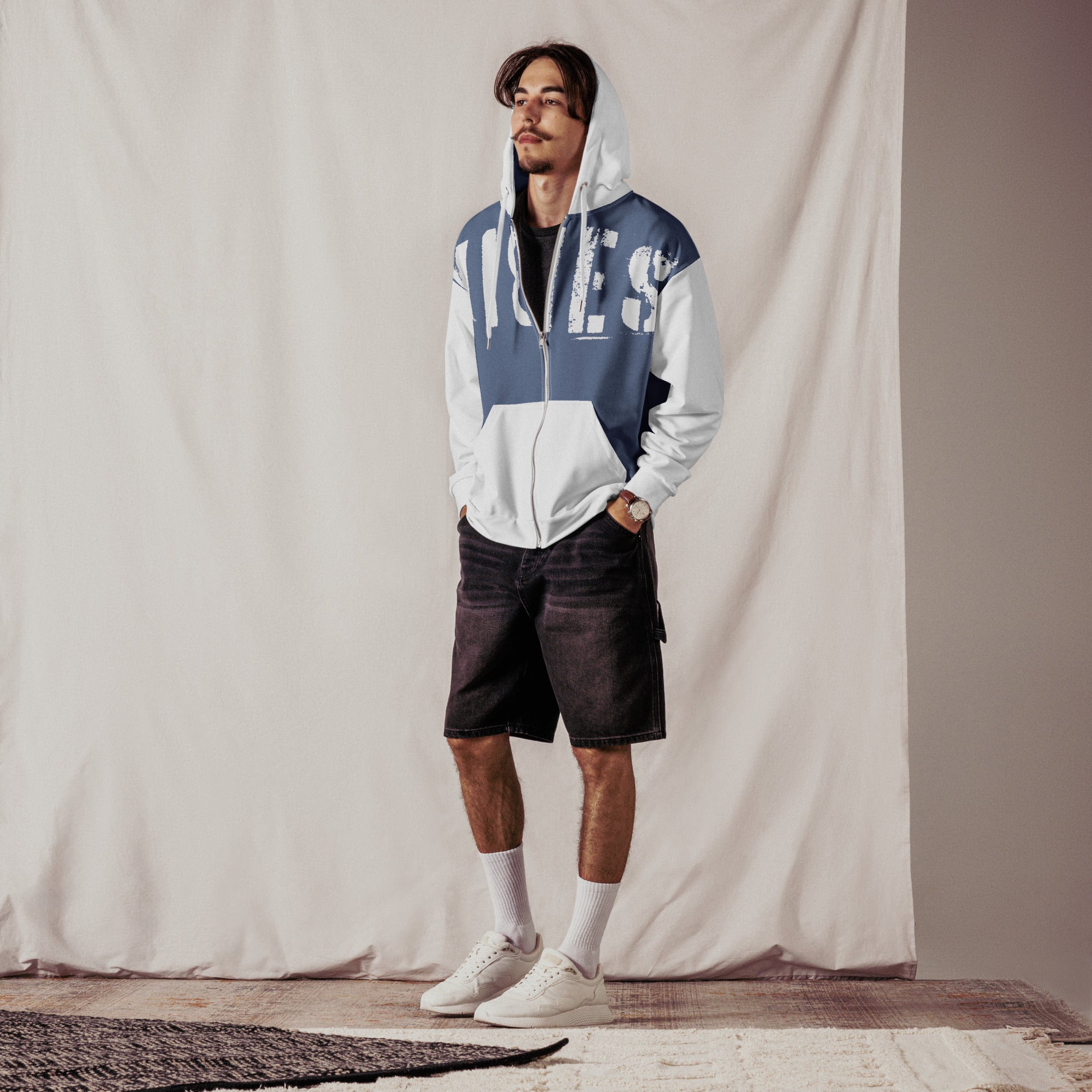 TOV Zip-Hoodie | VIBES II (Mittelblau/Weiß) * Unisex - Time Of Vibes