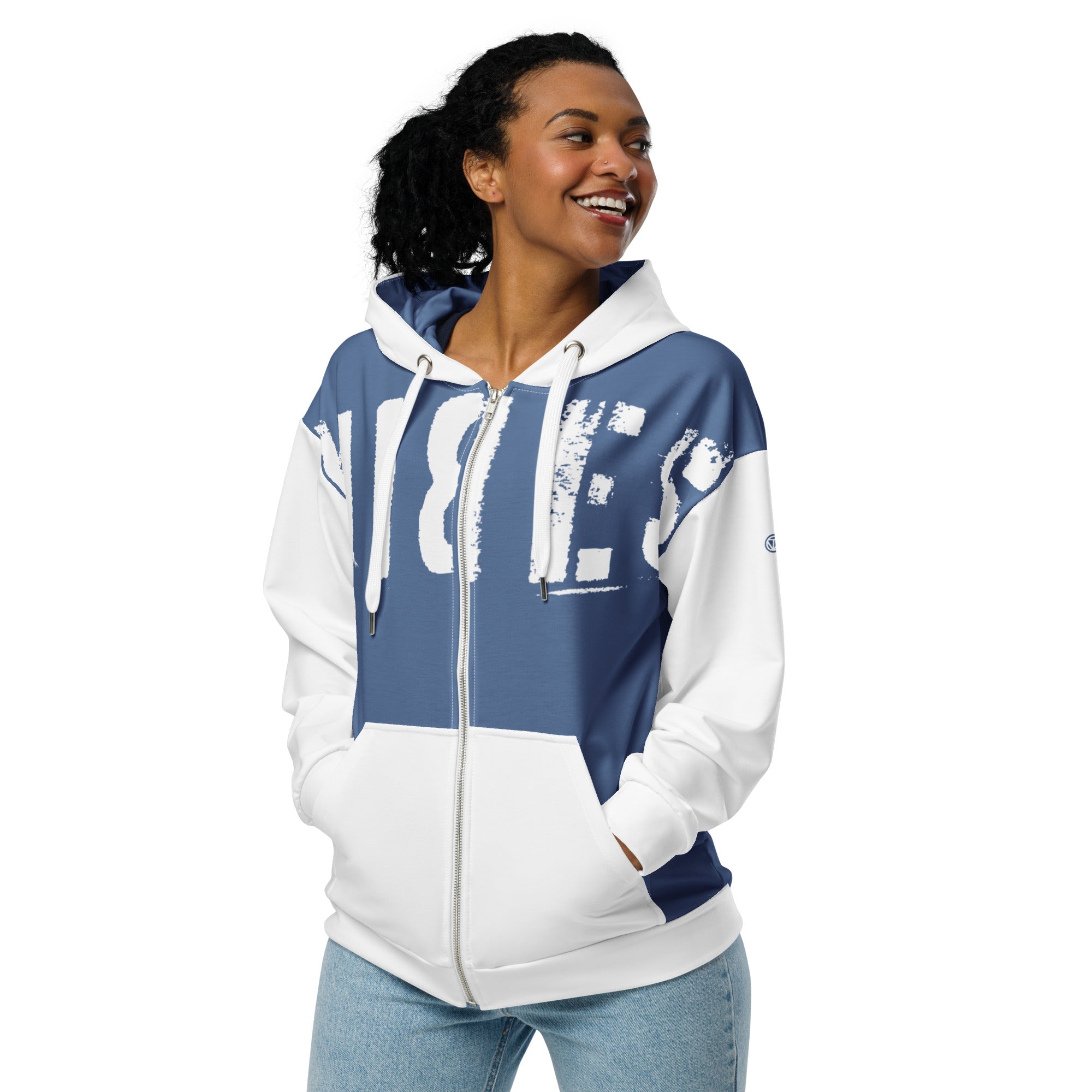 TOV Zip-Hoodie | VIBES II (Mittelblau/Weiß) * Unisex - Time Of Vibes