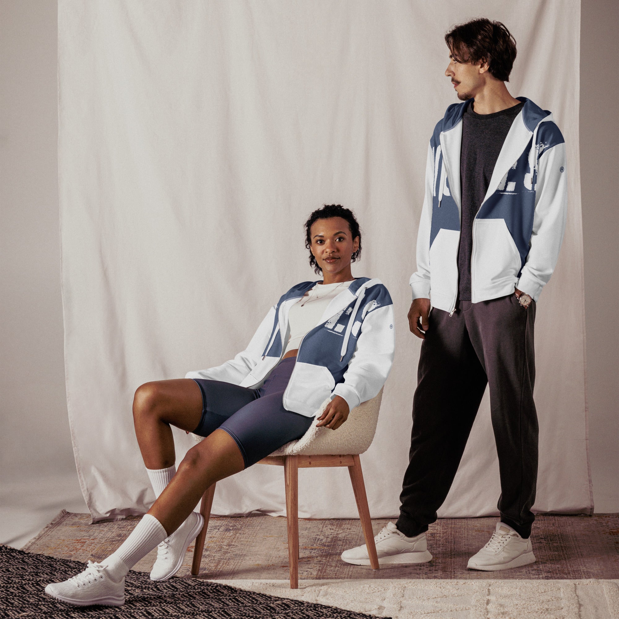 TOV Zip-Hoodie | VIBES II (Mittelblau/Weiß) * Unisex - Time Of Vibes