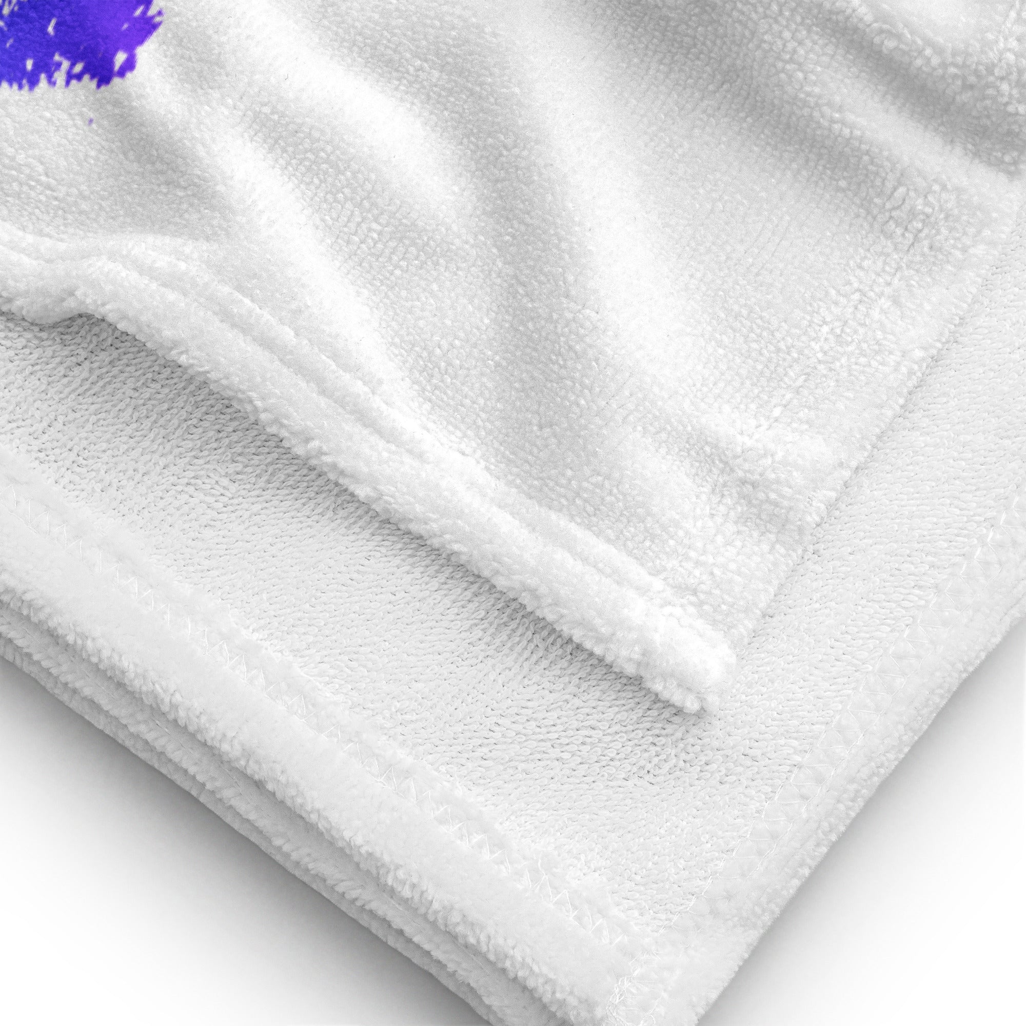 Weißes Strandtuch 30x60 cm mit weicher Textur und eingearbeiteter Kante, Nahaufnahme