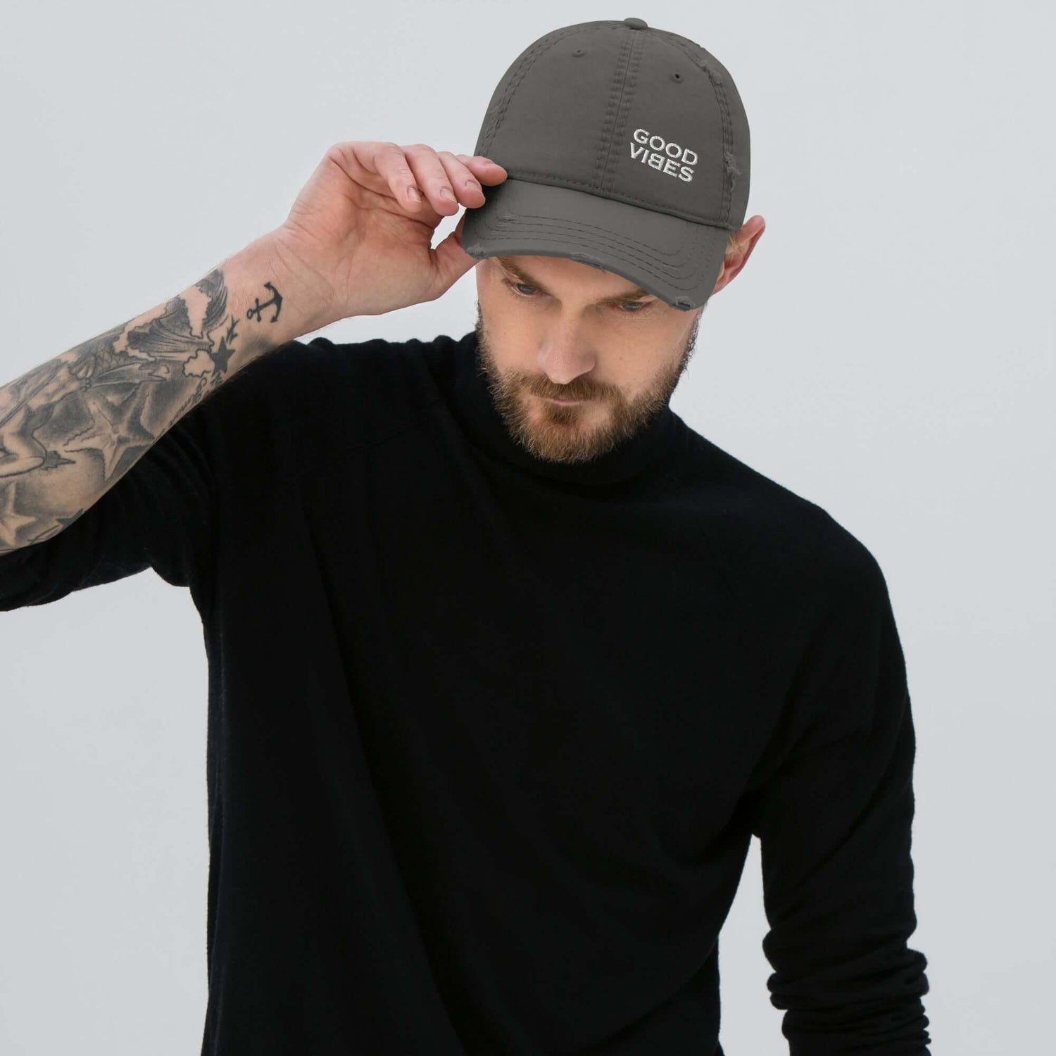 VIBES Baseball Mütze im Used-Look (Grau) - Time Of Vibes