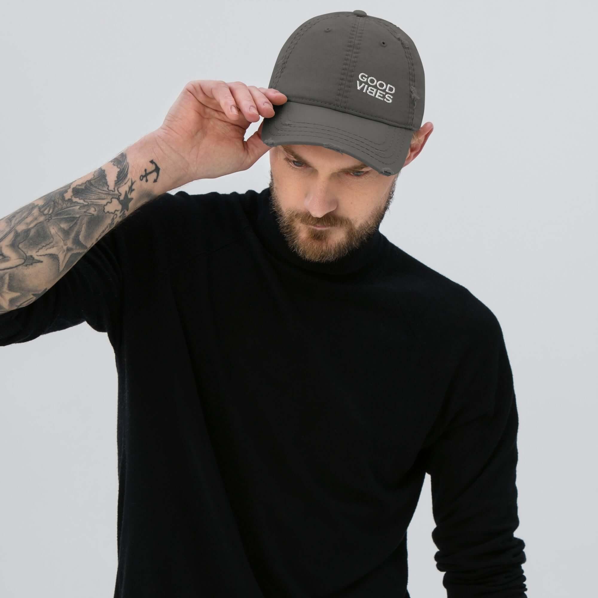 VIBES Baseball Mütze im Used-Look (Grau) - Time Of Vibes