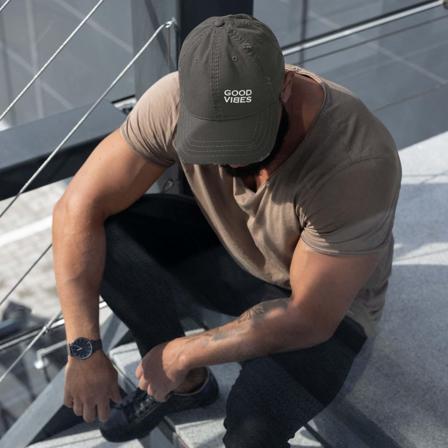 VIBES Baseball Mütze im Used-Look (Grau) - Time Of Vibes