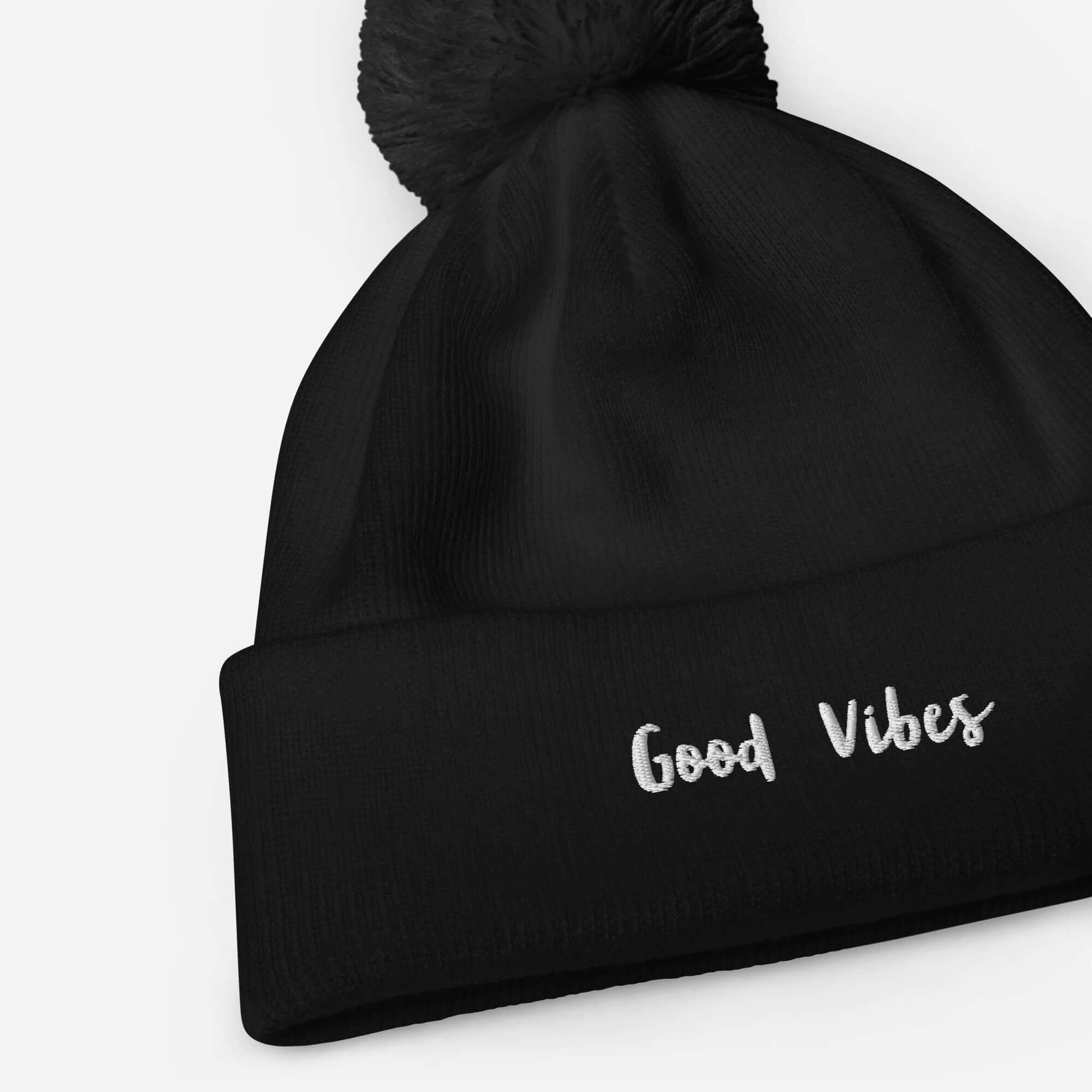 VIBES Bommel-Beanie Unisex | GOOD (Schwarz) - Time Of Vibes