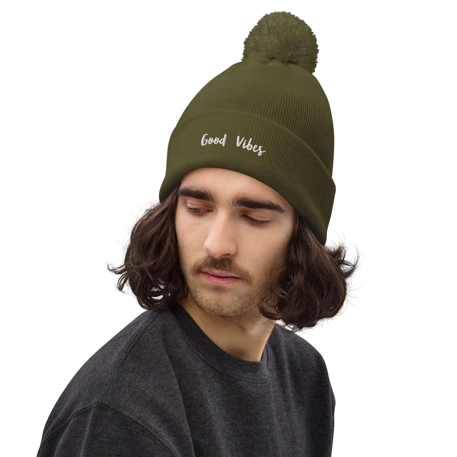 VIBES Bommel-Beanie Unisex | GOOD (Grün) - Time Of Vibes