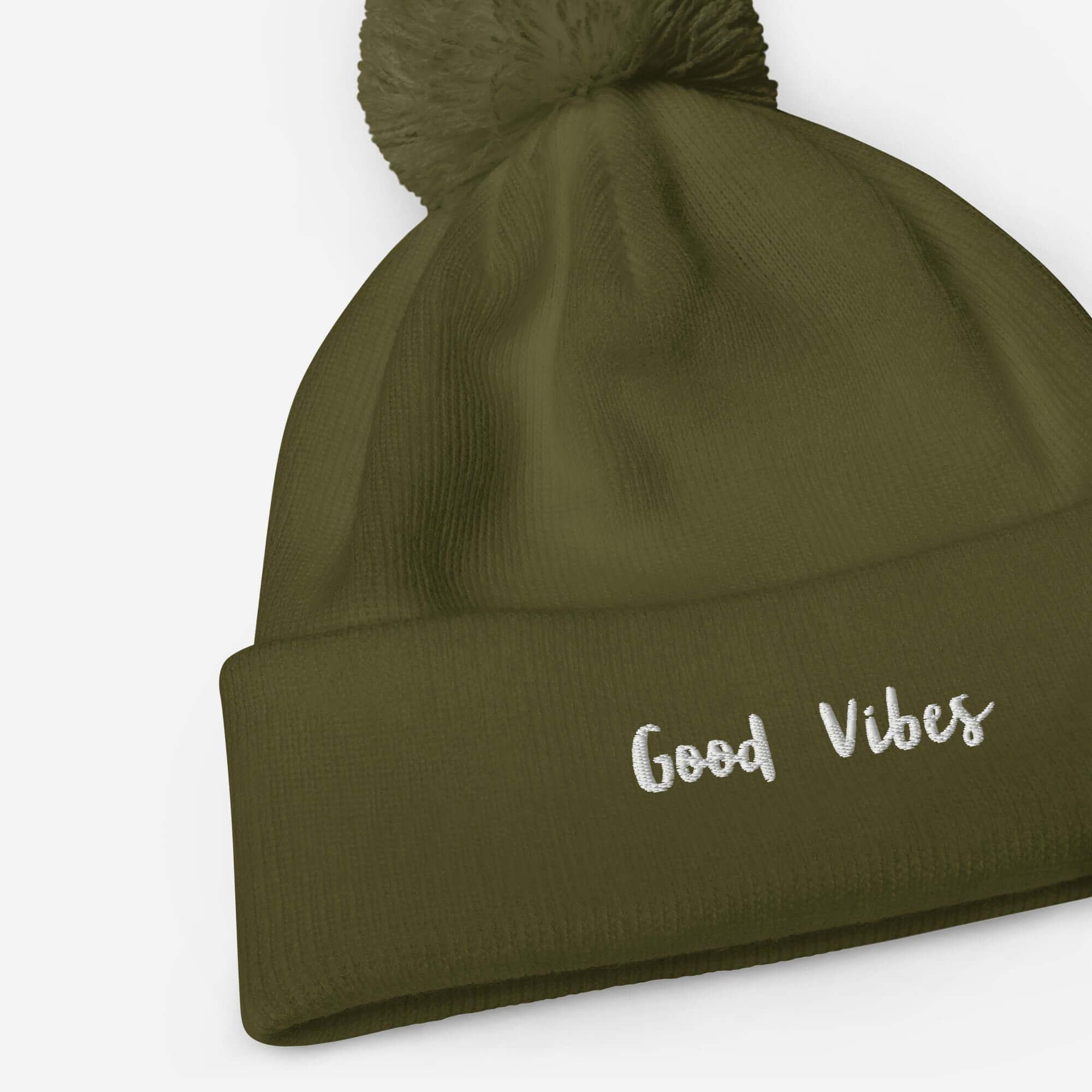 VIBES Bommel-Beanie Unisex | GOOD (Grün) - Time Of Vibes