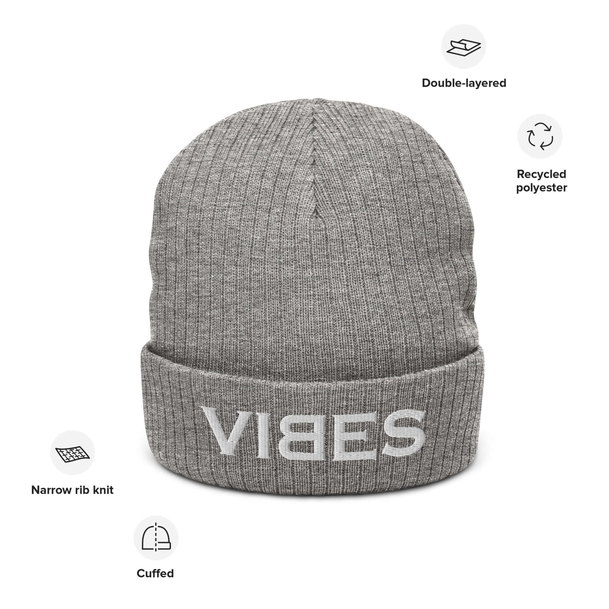 VIBES Beanie - Strickmütze Unisex (Grau/Grau) - Time Of Vibes