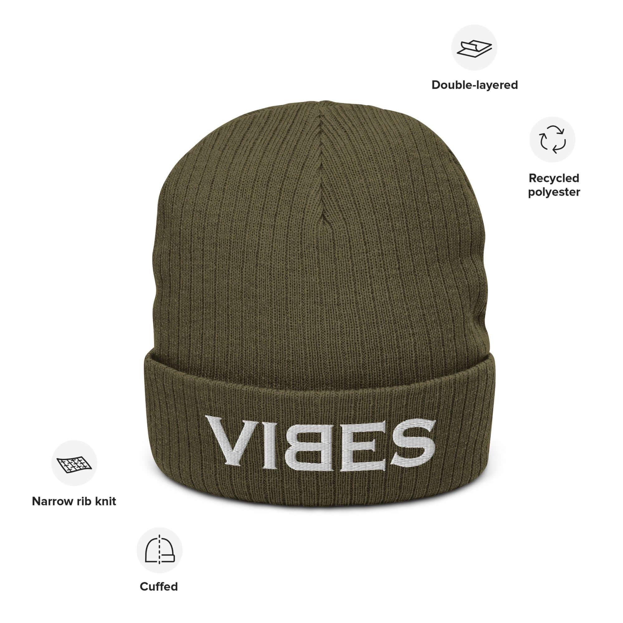 VIBES Beanie - Strickmütze Unisex (Grün/Grau) - Time Of Vibes