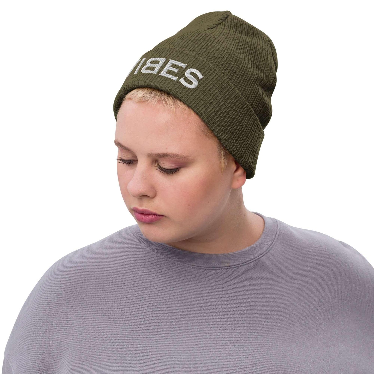 VIBES Beanie - Strickmütze Unisex (Grün/Grau) - Time Of Vibes