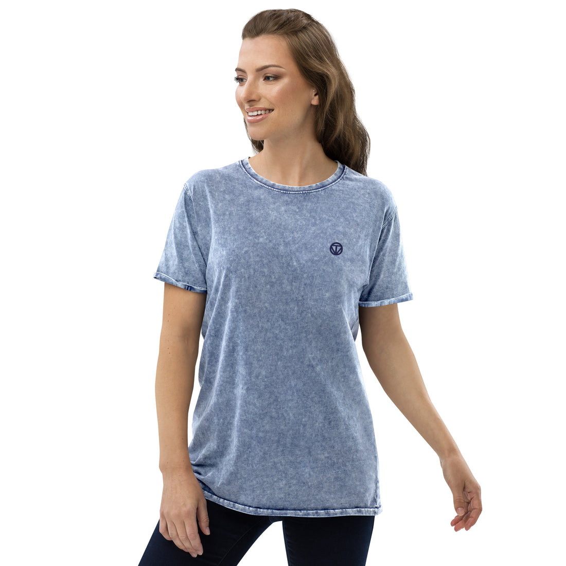 TIME OF VIBES Damen Baumwoll T-Shirt meliert 23 (Blau) - €31,00