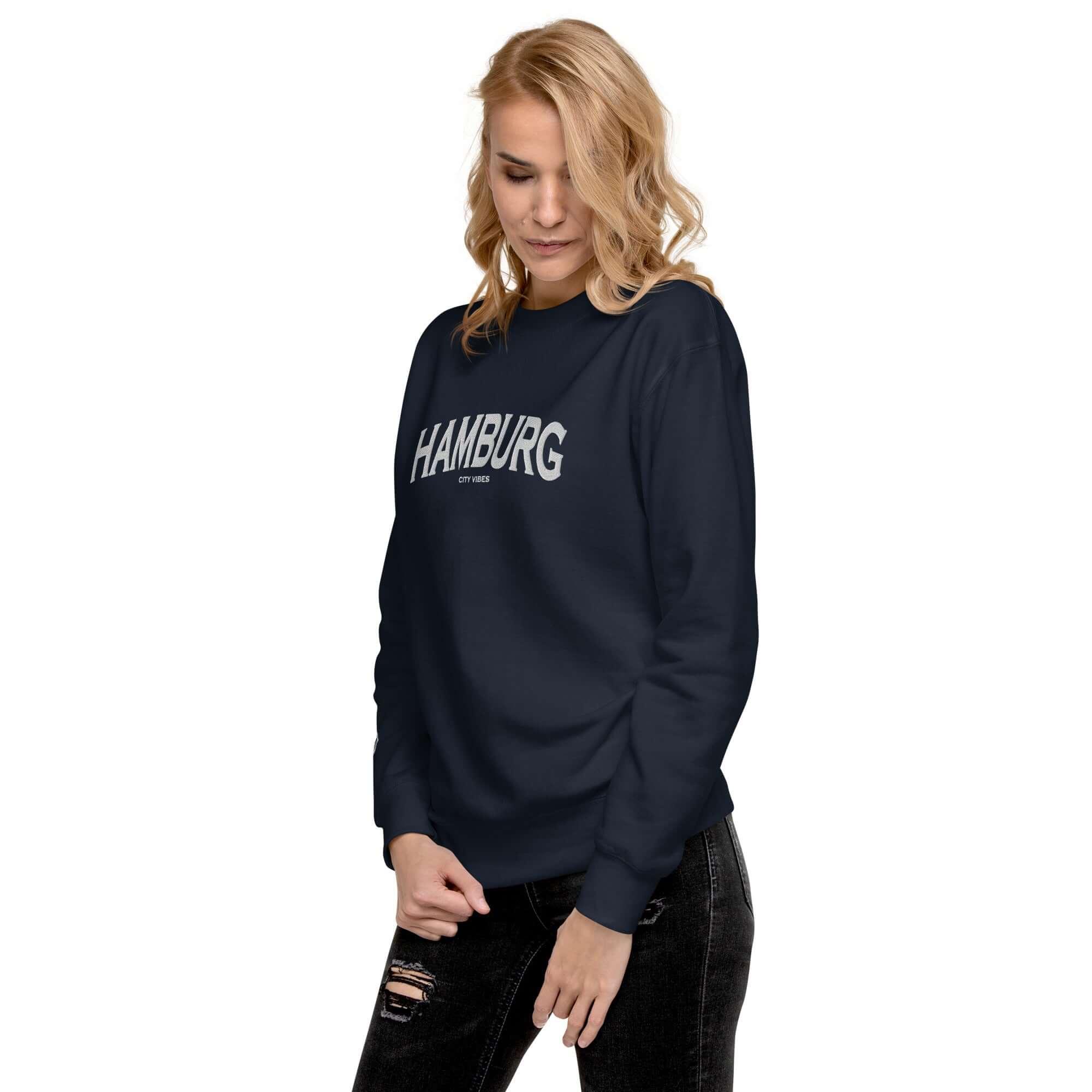 VIBES Premium Sweatshirt City | HAMBURG (Blau/Grau) * Unisex - Time Of Vibes