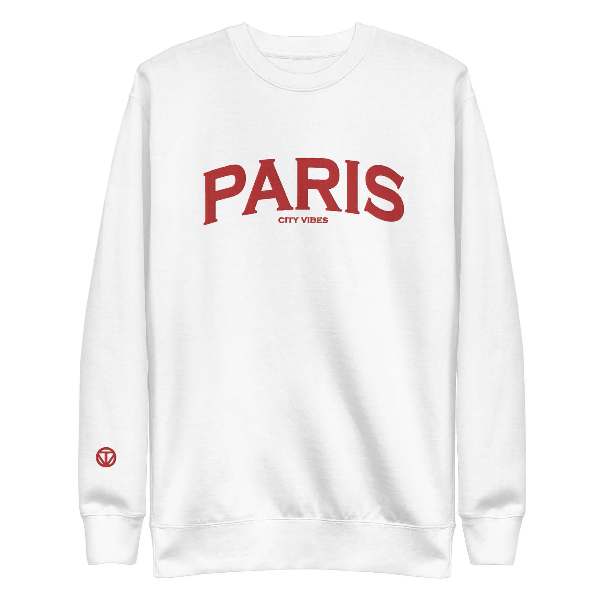 VIBES Premium Sweatshirt City | PARIS (Weiß/Rot) * Unisex - Time Of Vibes