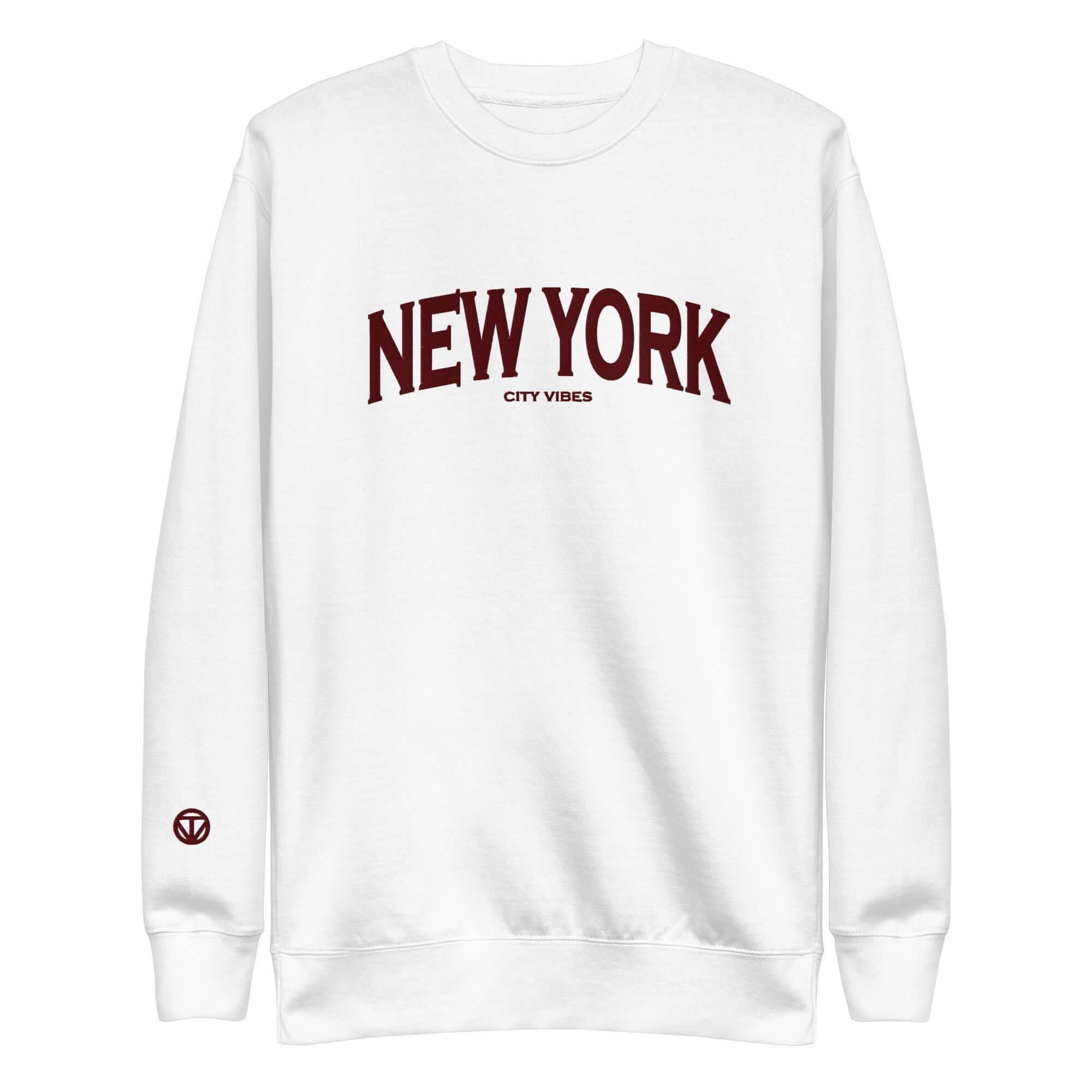 VIBES Premium Sweatshirt City | NEW YORK (Weiß/Braun) * Unisex - Time Of Vibes