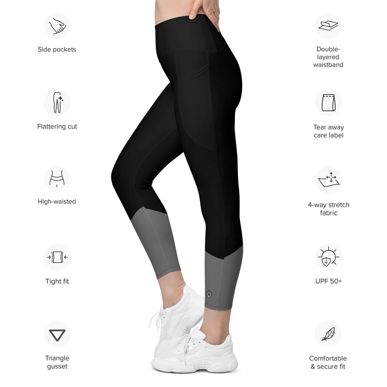VIBES Leggings mit Taschen | ABSTRAKT (Schwarz) - Time Of Vibes