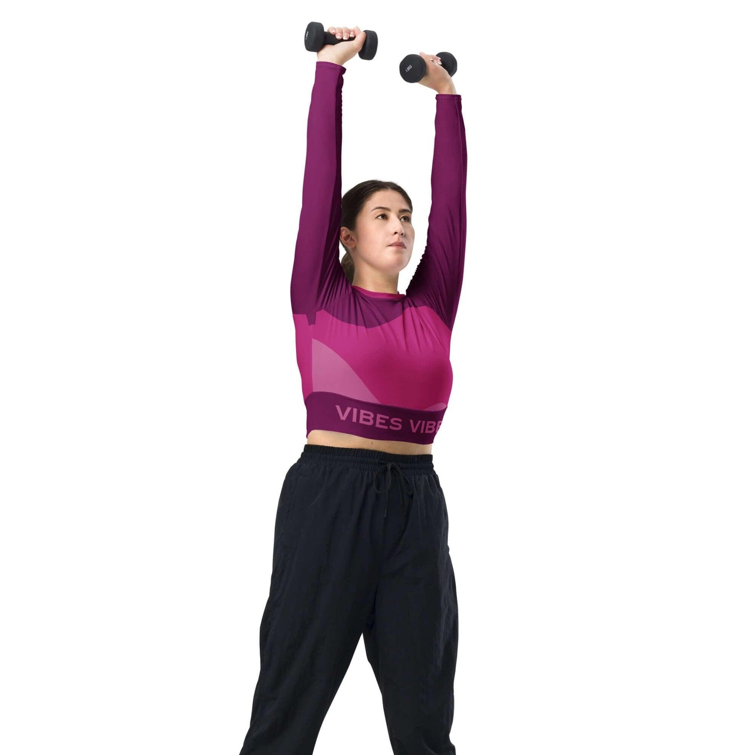 VIBES Langarm Crop-Top | ABSTRACT (Pink) - Time Of Vibes