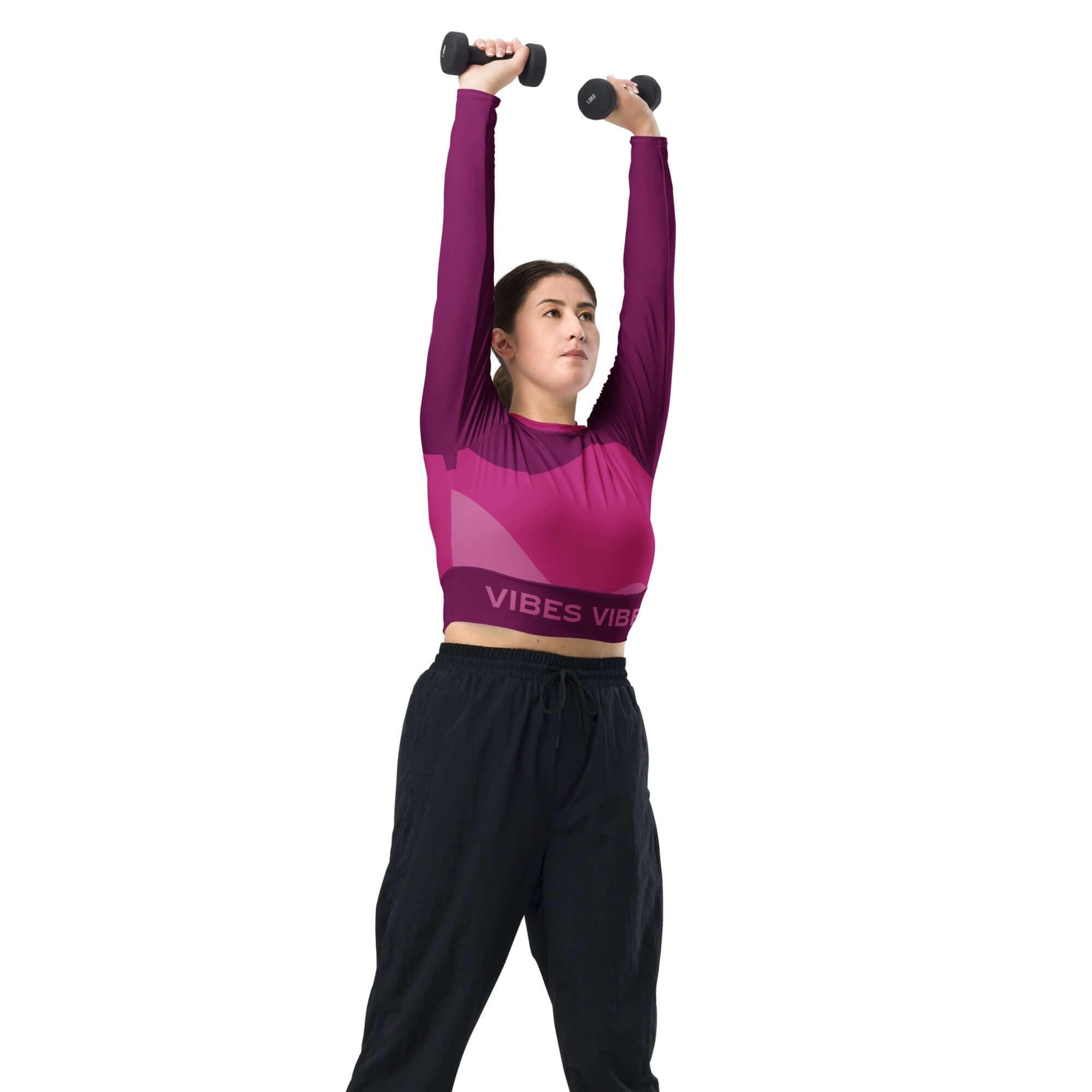VIBES Langarm Crop-Top | ABSTRACT (Pink) - Time Of Vibes