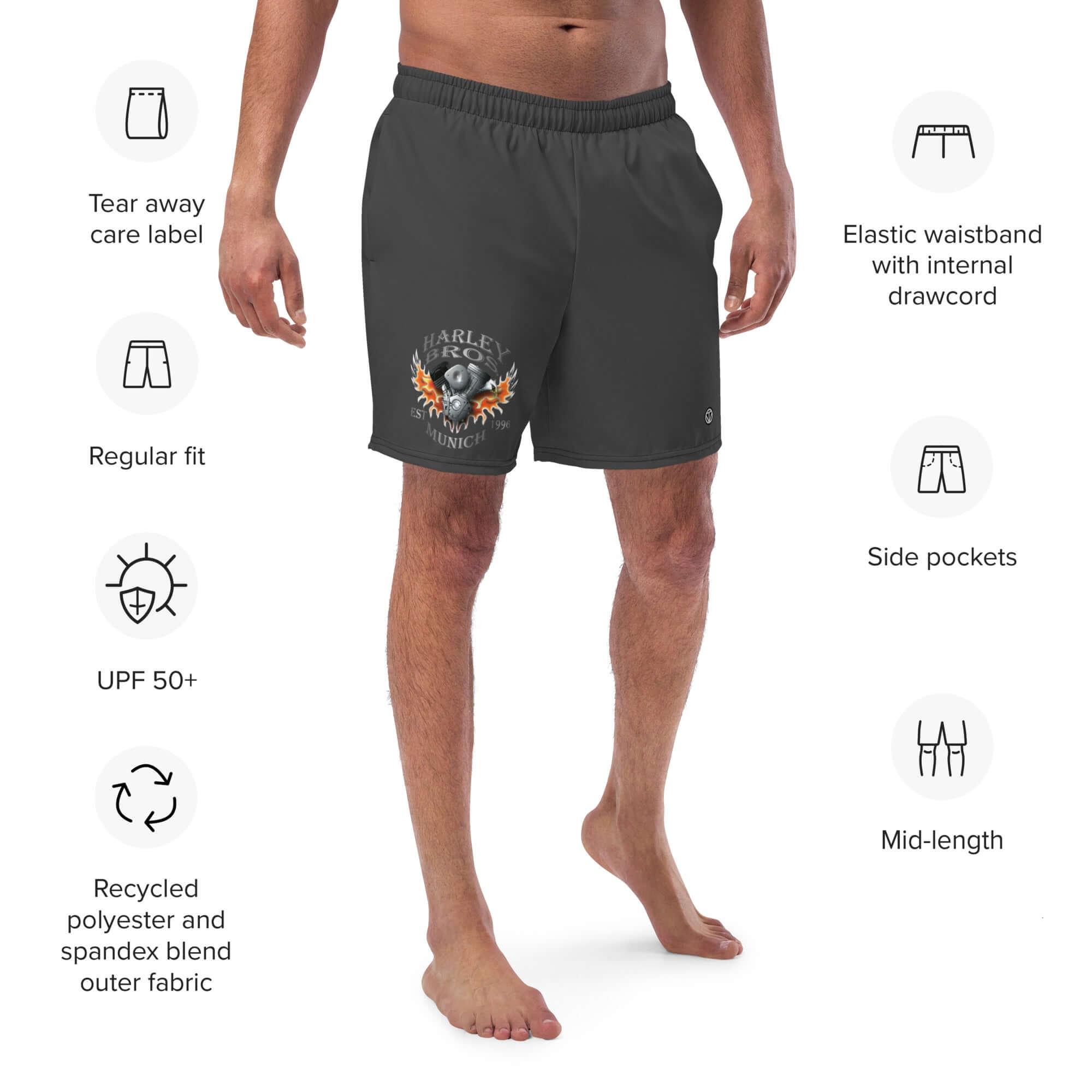 HARLEY BROS Herren Badehose 23 (Grau) - Time Of Vibes