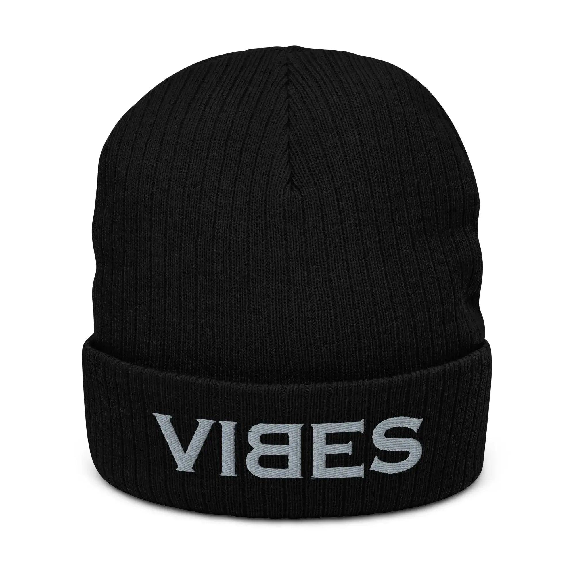 VIBES Beanie - Strickmütze Unisex (Schwarz/Grau) - Time Of Vibes