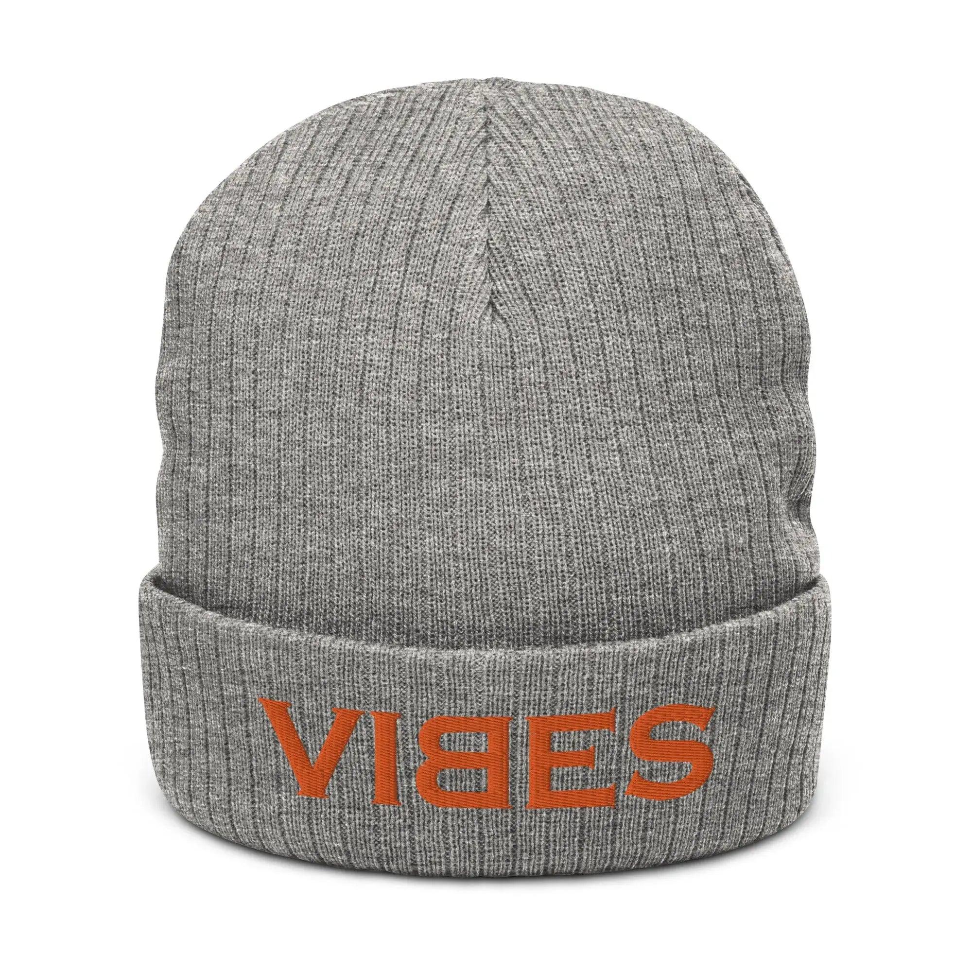 VIBES Beanie - Strickmütze Unisex (Grau/Orange) - Time Of Vibes