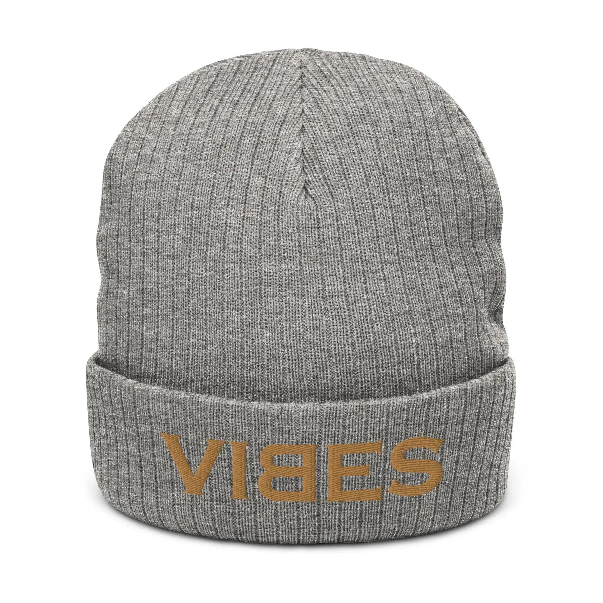 VIBES Beanie - Strickmütze Unisex (Grau/Gold) - Time Of Vibes