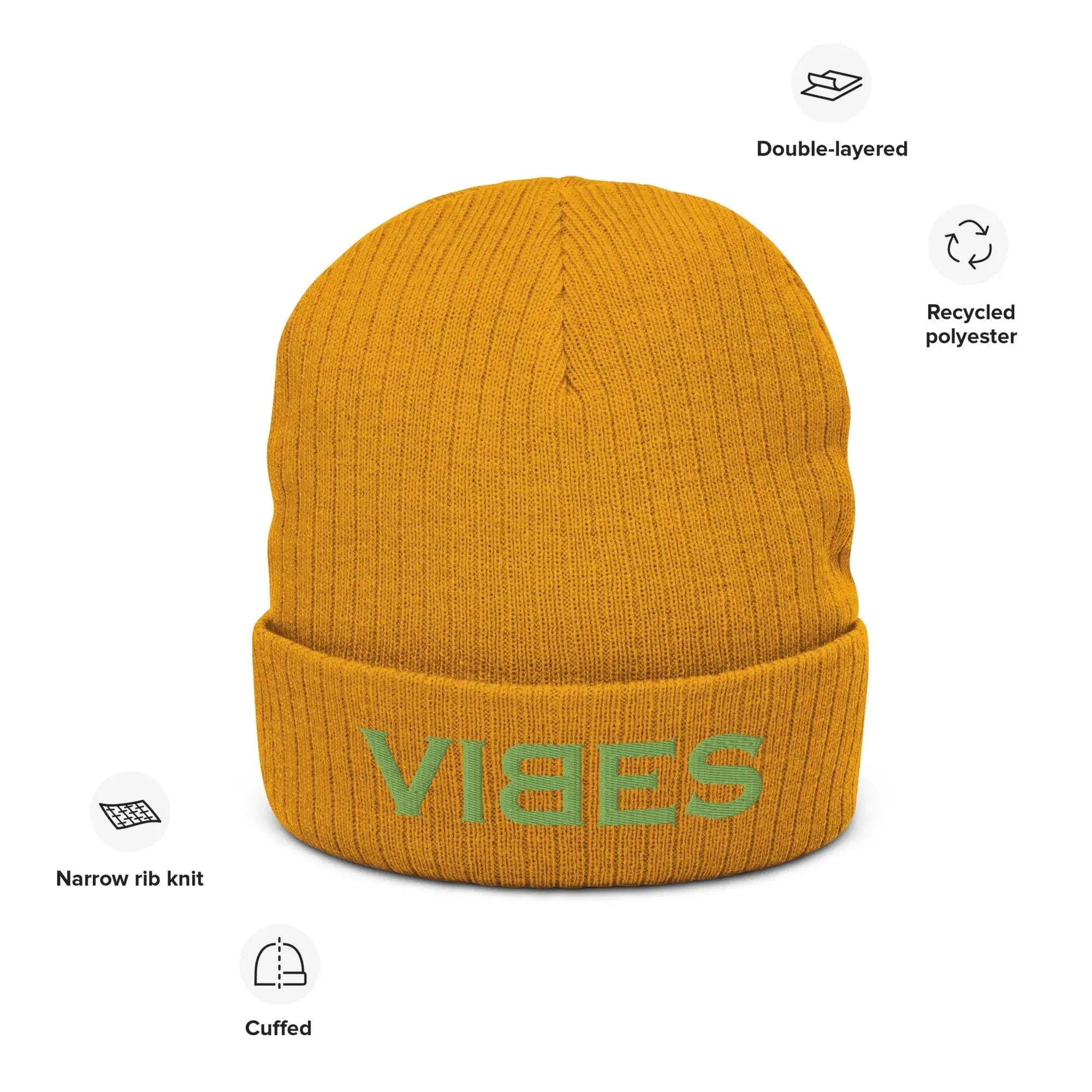 VIBES Beanie - Strickmütze Unisex (Orange/Grün) - Time Of Vibes