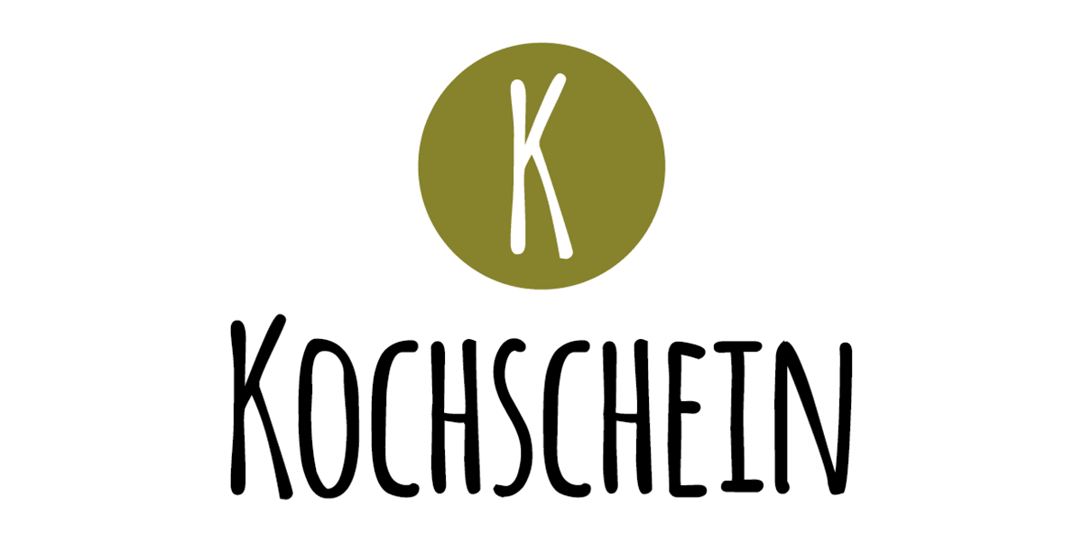 Kochschein Logo mit grünem Kreis und weißem K auf weißem Hintergrund